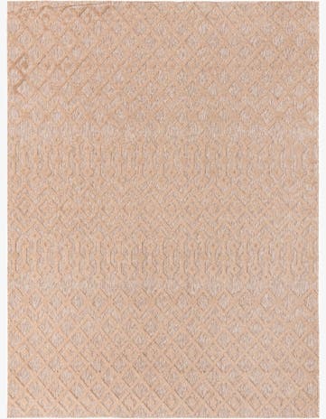 Beige Easy-Clean Trellis Textured Indoor / Outdoor Rug