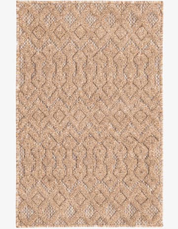 Beige Easy-Clean Trellis Textured Indoor / Outdoor Rug