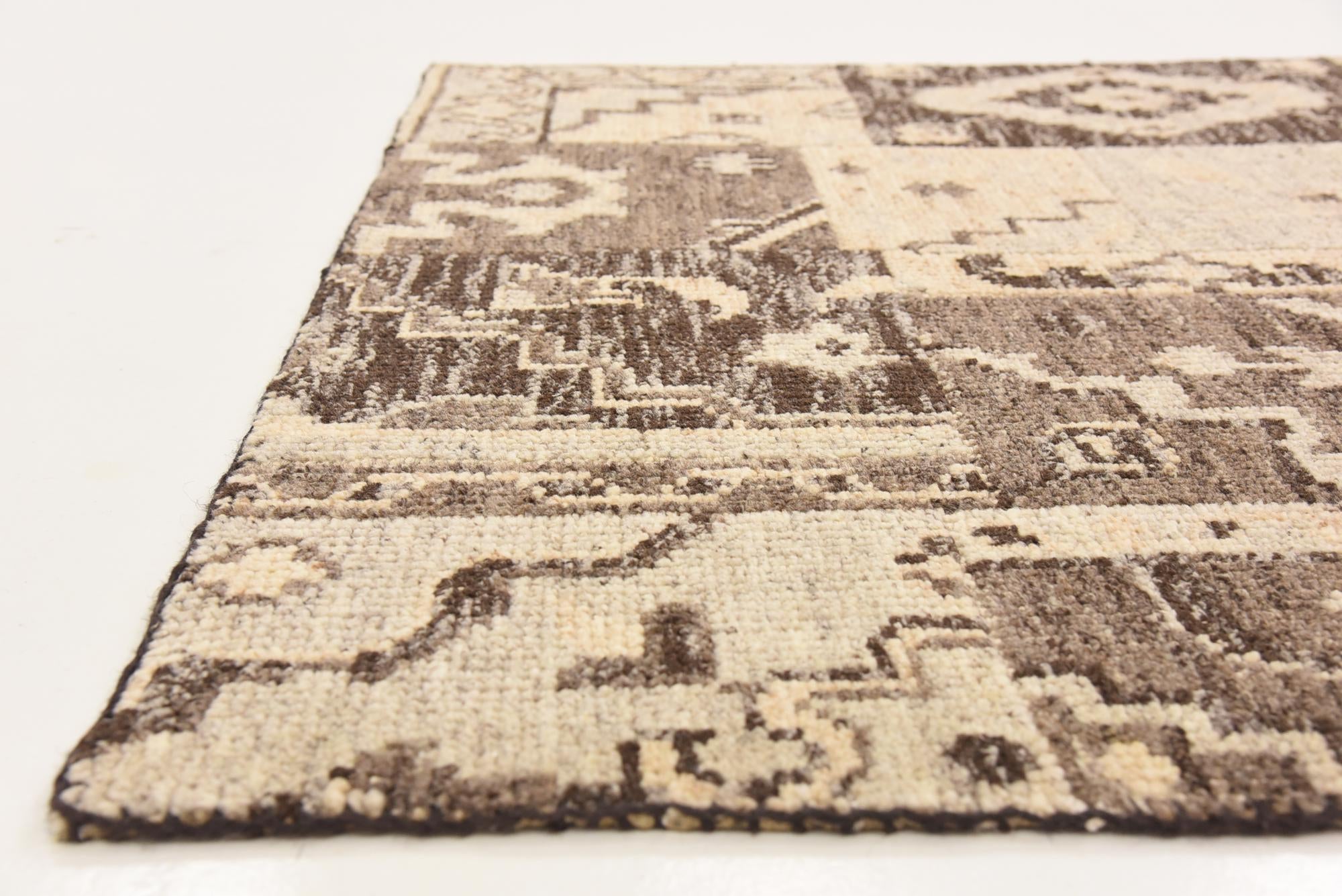 4' x 5' 8 Hand Knotted Patchwork Wool Rug