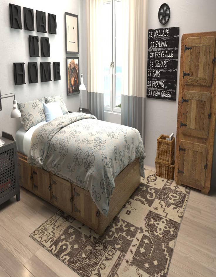 Detail image of 5' 4 x 7' 8  Hand Knotted Patchwork Wool Rug