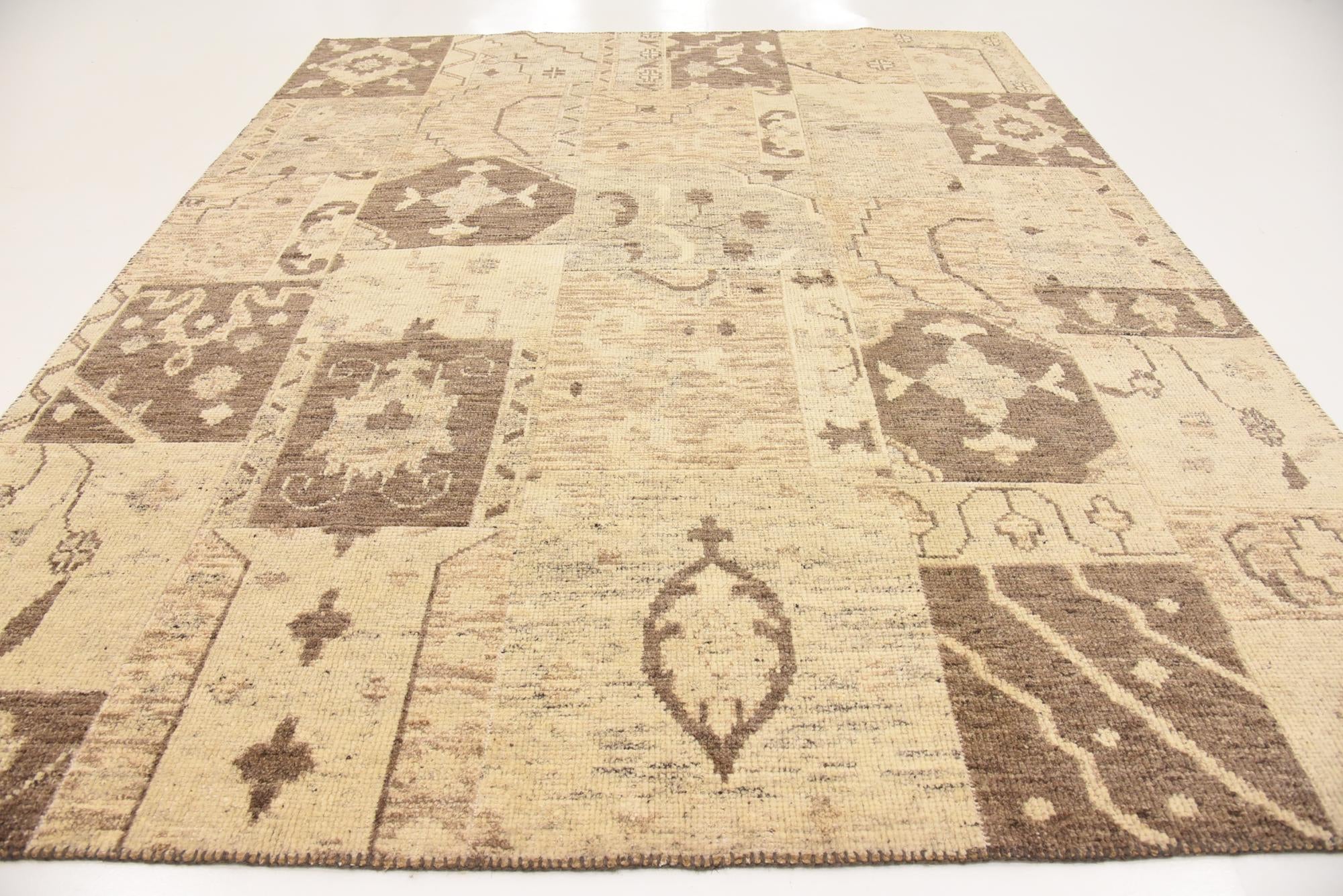 8' 2 x 9' 10 Hand Knotted Patchwork Wool Rug