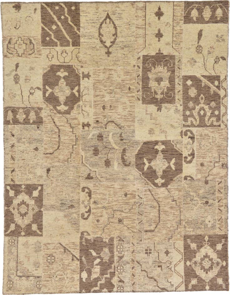 Detail image of 8' 2 x 9' 10 Hand Knotted Patchwork Wool Rug