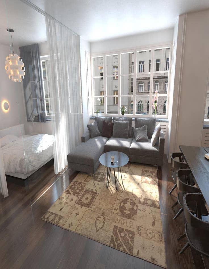 Detail image of 8' 4 x 9' 9  Hand Knotted Patchwork Wool Rug