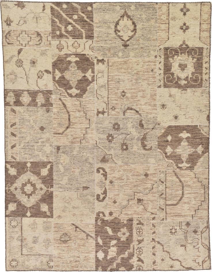 Detail image of 6' 7 x 9' 8 Hand Knotted Patchwork Wool Rug