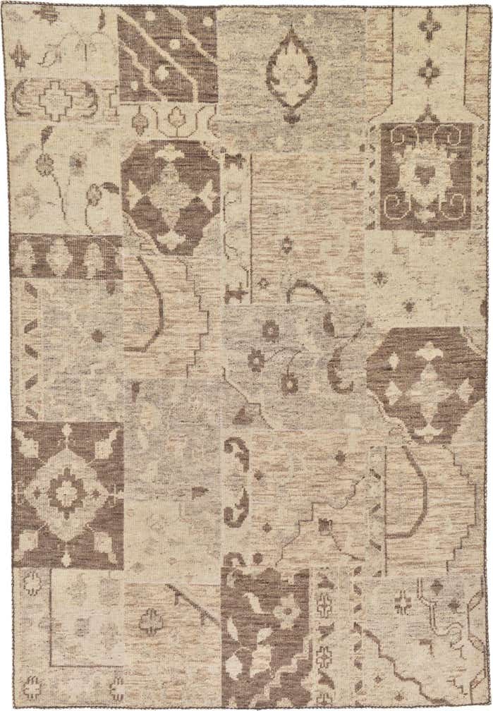 6' 7 x 9' 8 Hand Knotted Patchwork Wool Rug