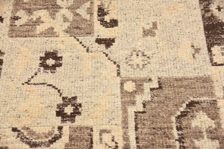 Detail image of 4' x 5' 8 Hand Knotted Patchwork Wool Rug