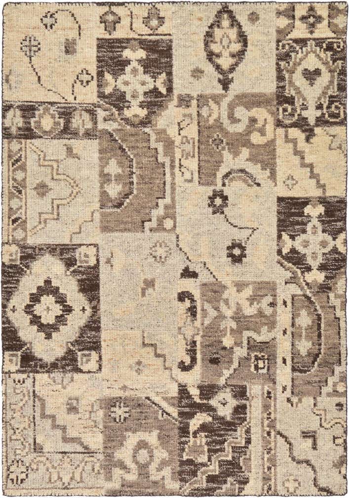4' x 5' 8 Hand Knotted Patchwork Wool Rug