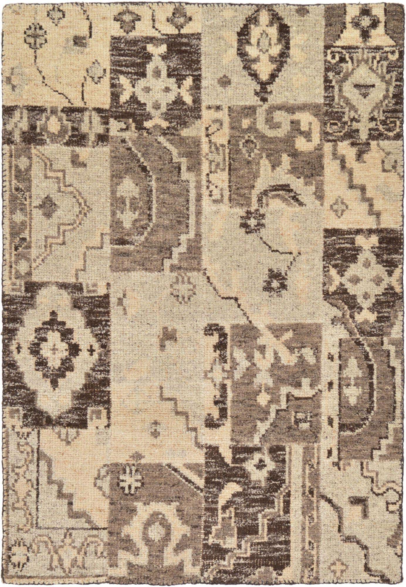 4' x 5' 8 Hand Knotted Patchwork Wool Rug