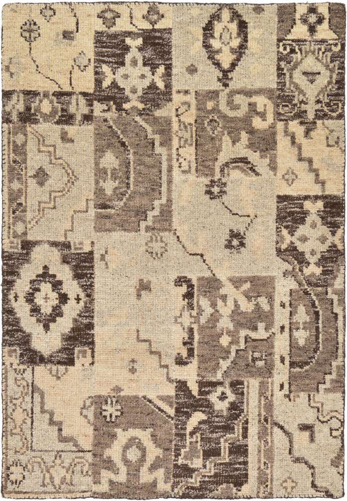 4' x 5' 8 Hand Knotted Patchwork Wool Rug