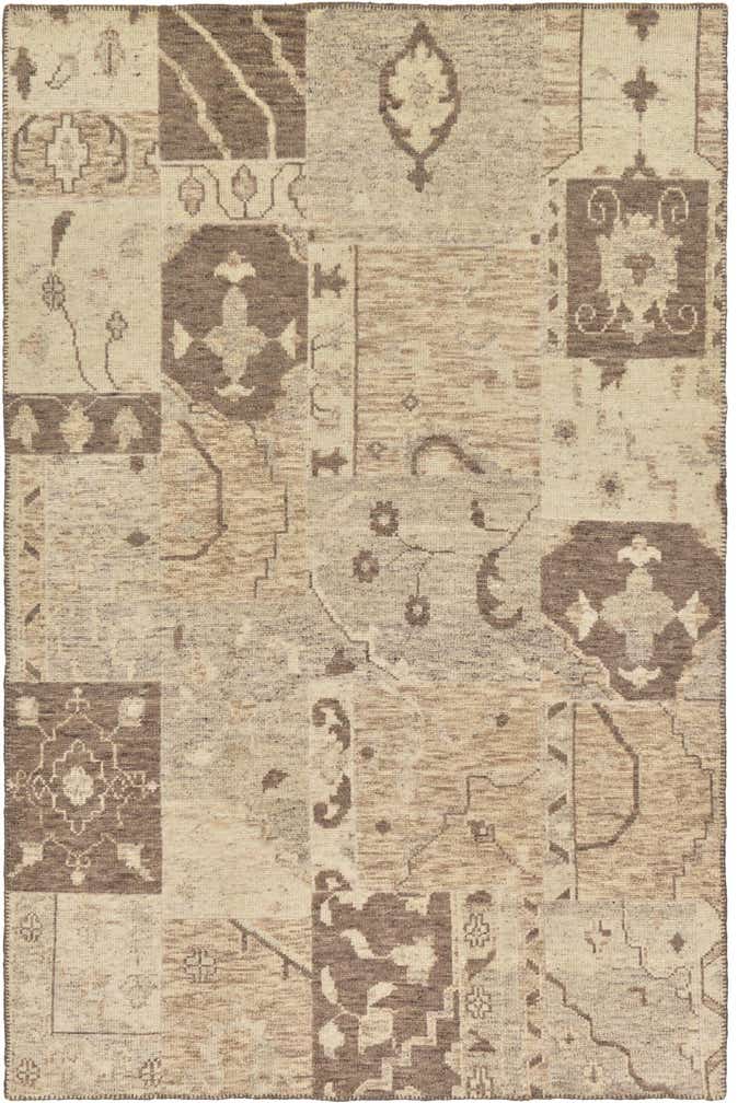 6' 5 x 9' 9 Hand Knotted Patchwork Wool Rug