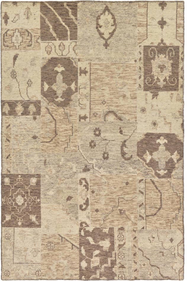 Detail image of 6' 5 x 9' 9 Hand Knotted Patchwork Wool Rug