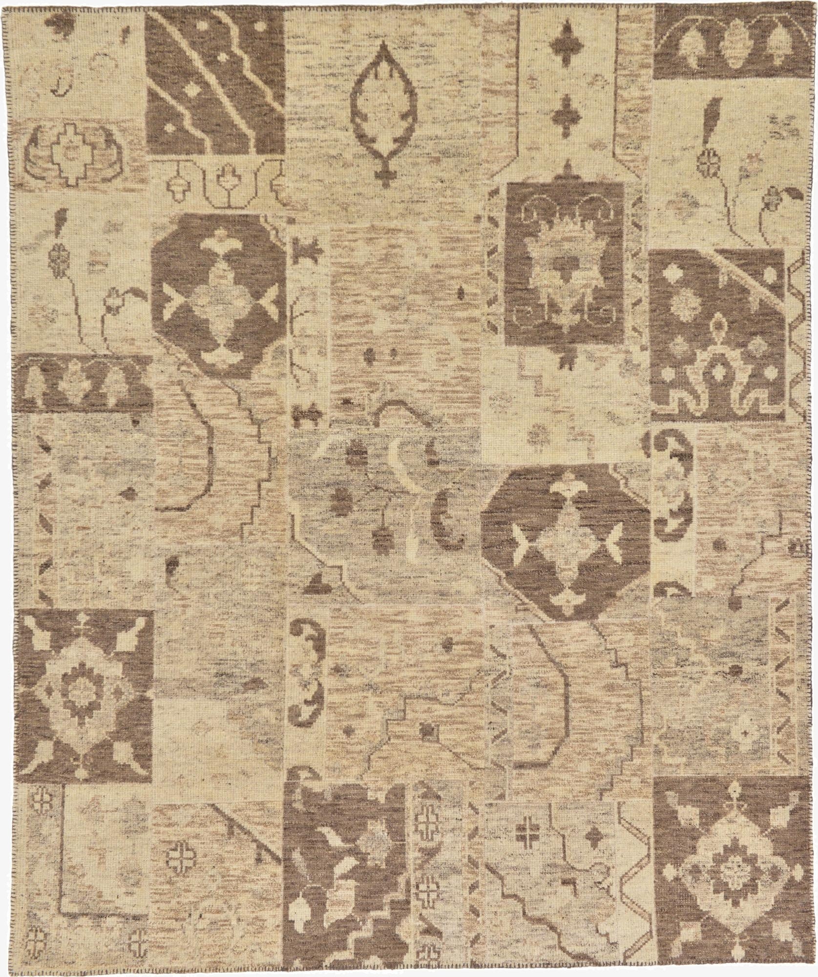 8' 2 x 9' 10  Hand Knotted Patchwork Wool Rug