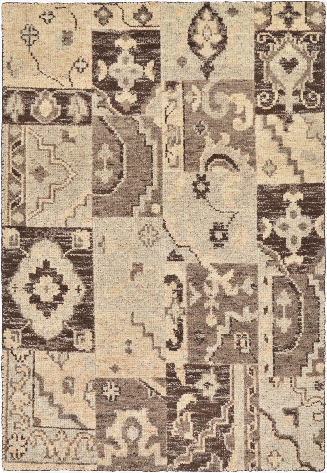 4' x 5' 8  Hand Knotted Patchwork Wool Rug