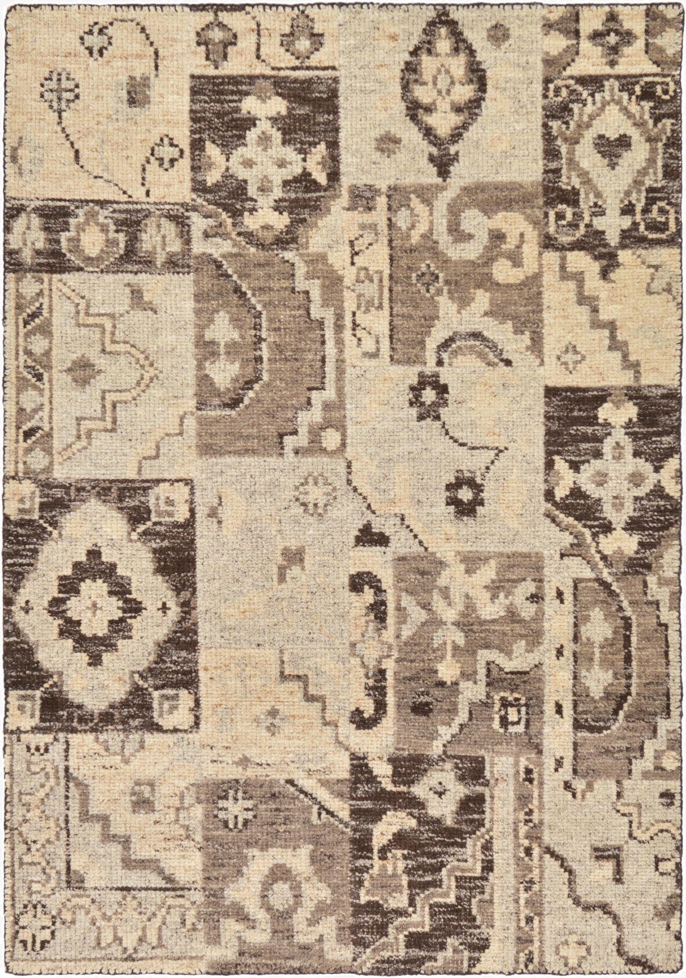4' x 5' 8  Hand Knotted Patchwork Wool Rug