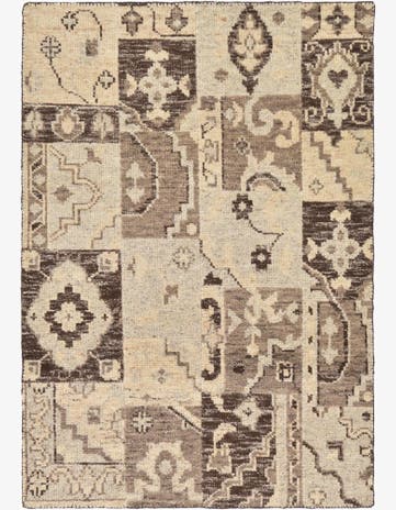 4' x 5' 8 Hand Knotted Patchwork Wool Rug