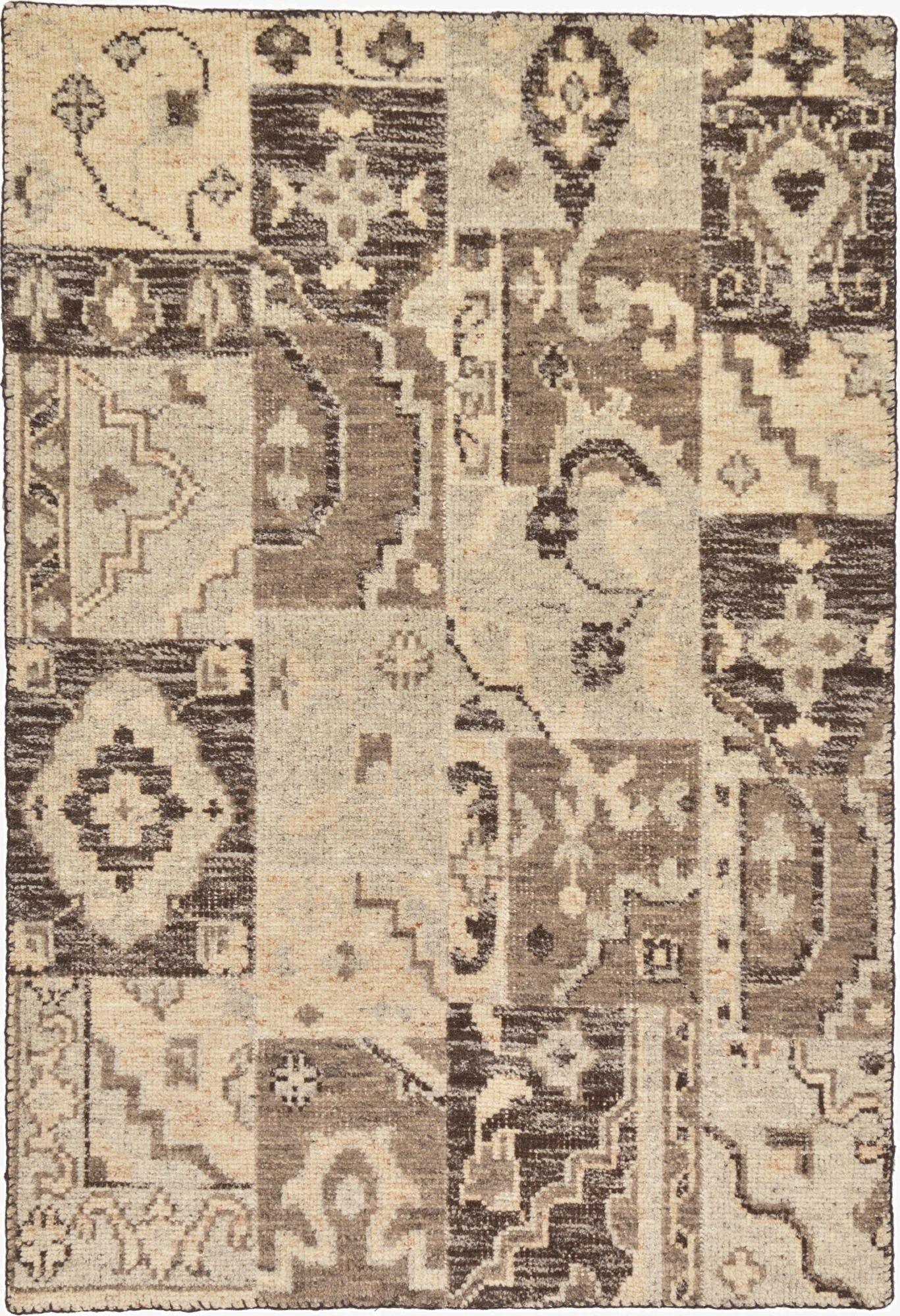 4' x 5' 9  Hand Knotted Patchwork Wool Rug