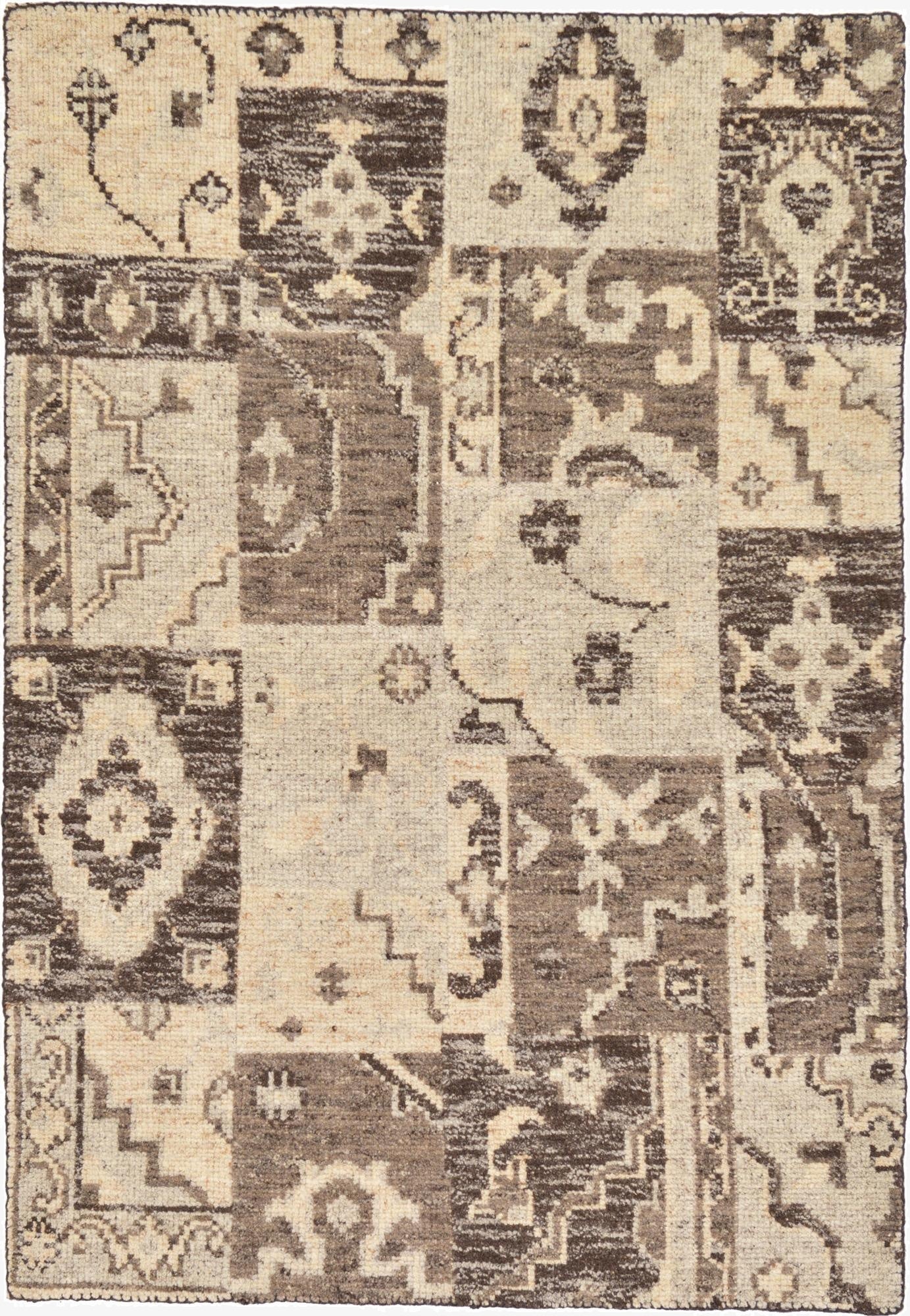 4' x 5' 8  Hand Knotted Patchwork Wool Rug