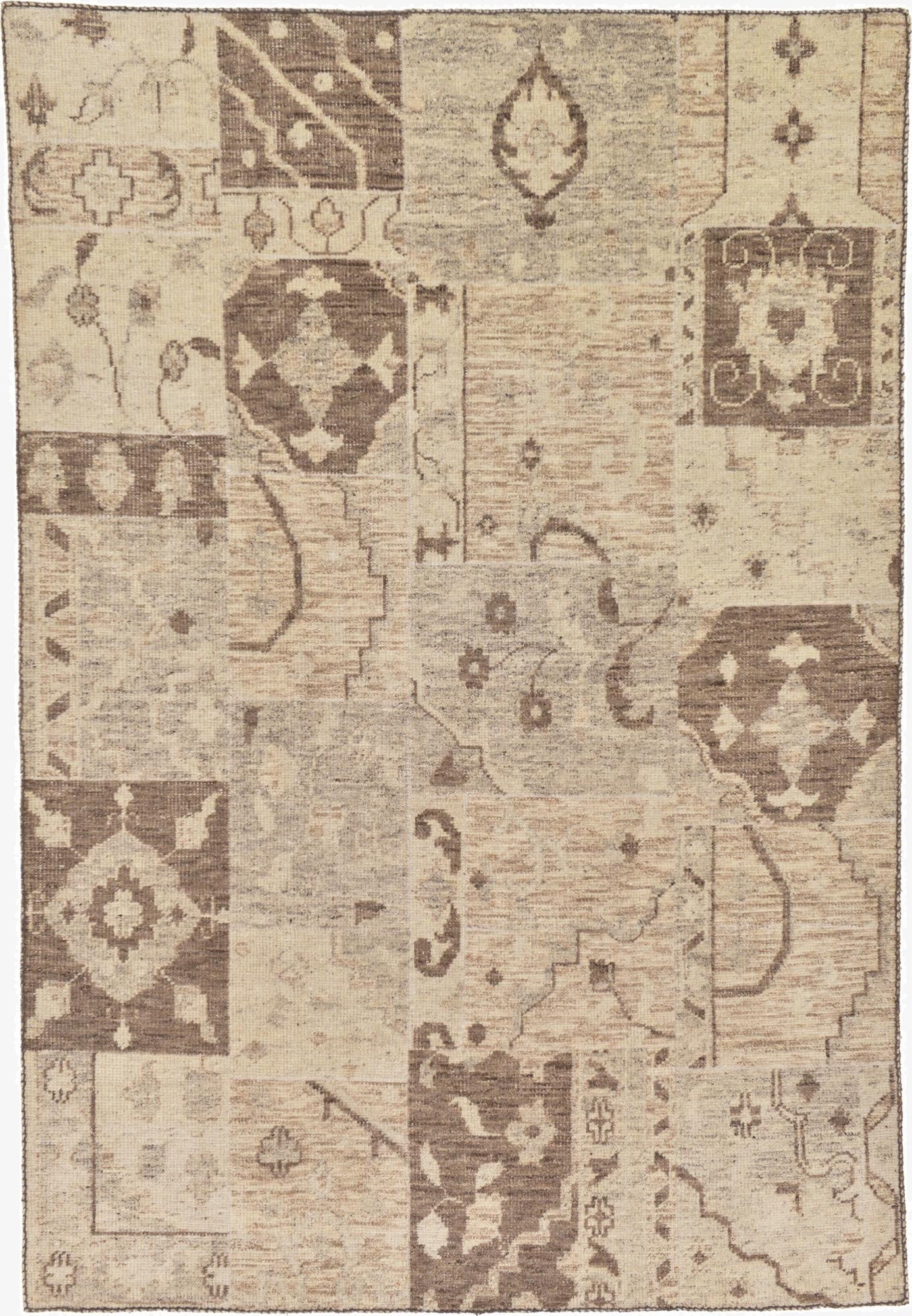 6' 7 x 9' 8  Hand Knotted Patchwork Wool Rug