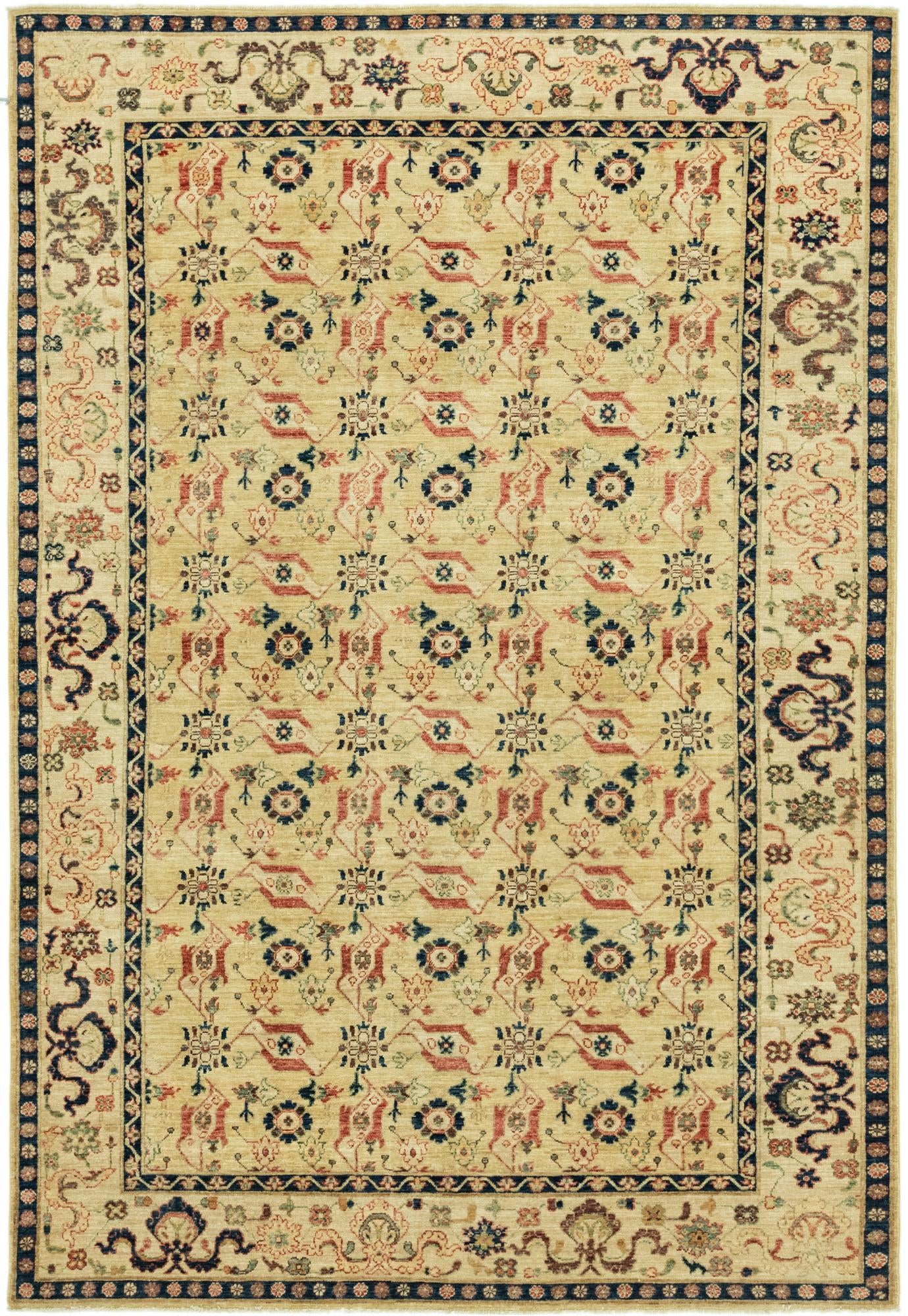5' 10 x 8' 9 Hand Knotted Peshawar Ziegler Rug
