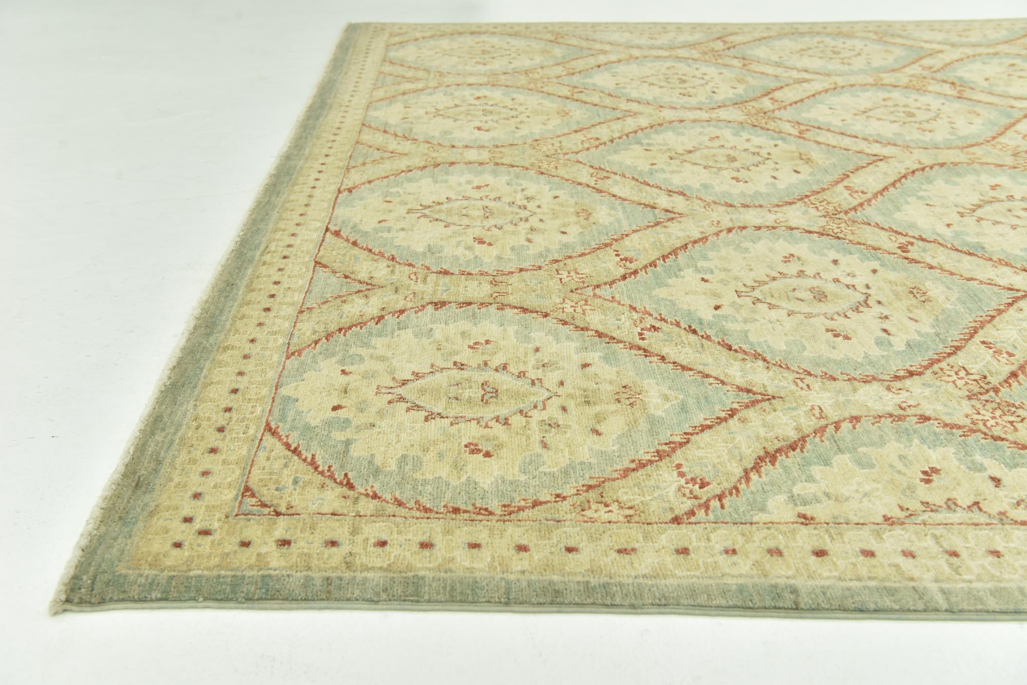 195cm x 290cm Hand Knotted Peshawar Ziegler Rug