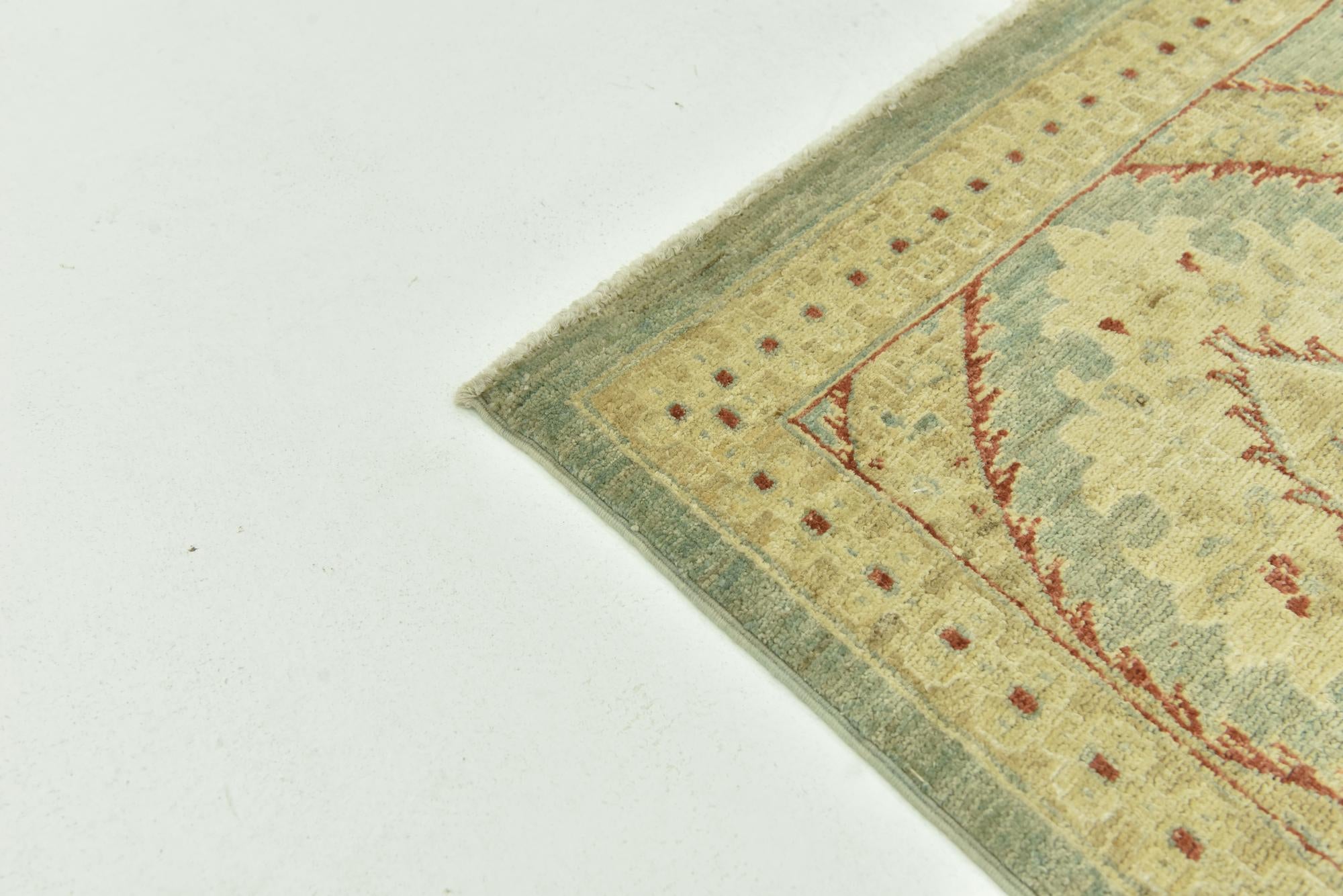 195cm x 290cm Hand Knotted Peshawar Ziegler Rug