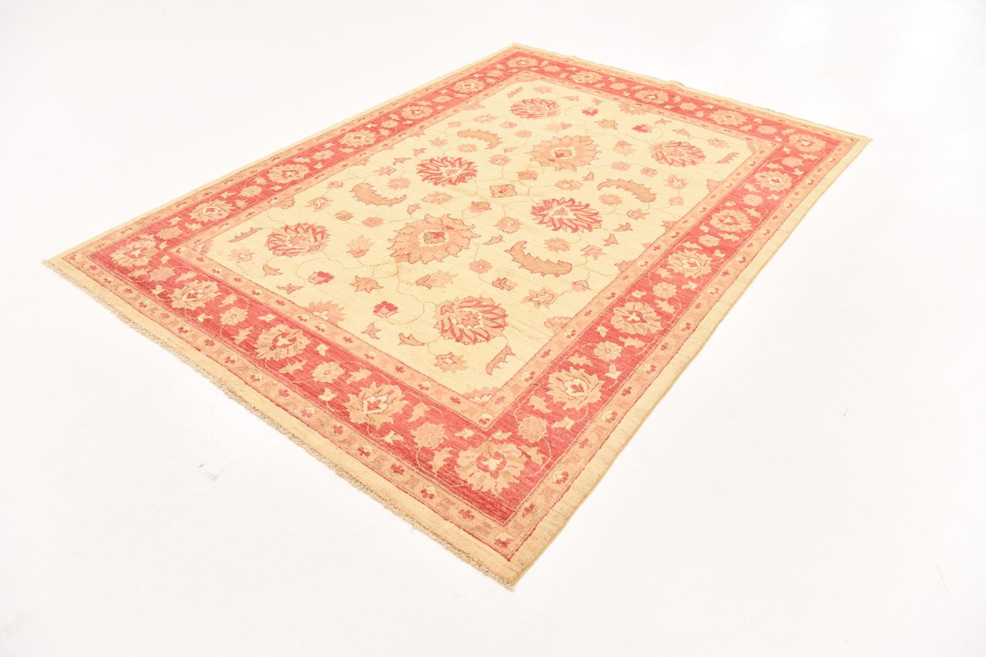 5' 11 x 9' Hand Knotted Peshawar Ziegler Wool Rug