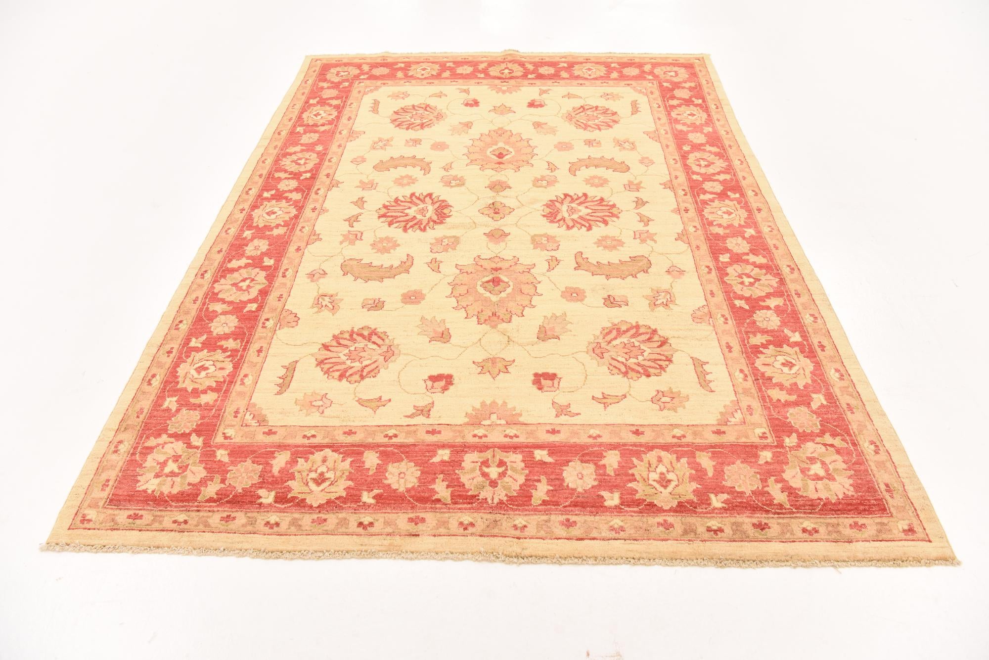 5' 11 x 9' Hand Knotted Peshawar Ziegler Wool Rug
