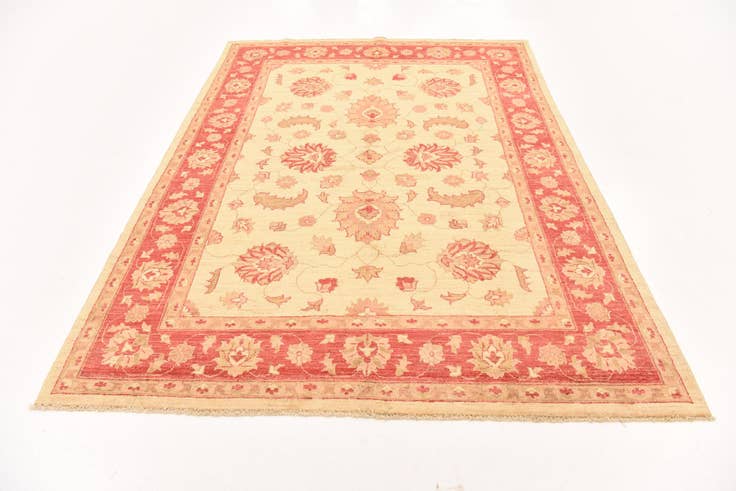 Detail image of 5' 11 x 9' Hand Knotted Peshawar Ziegler Wool Rug