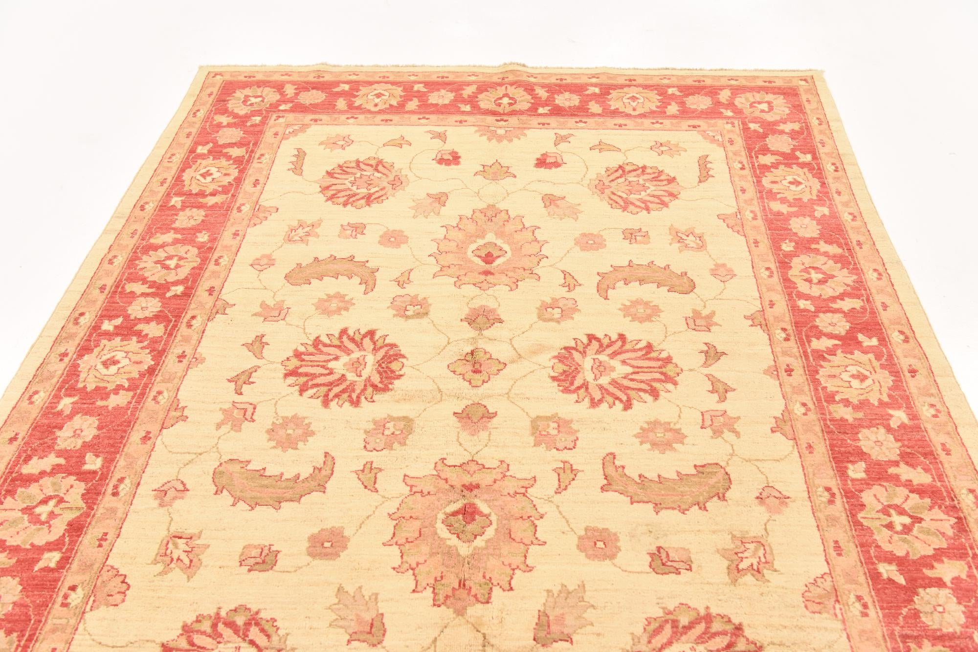 5' 11 x 9' Hand Knotted Peshawar Ziegler Wool Rug