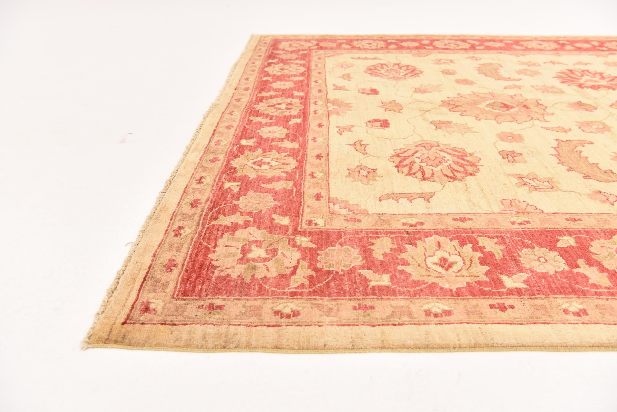5' 11 x 9' Hand Knotted Peshawar Ziegler Wool Rug