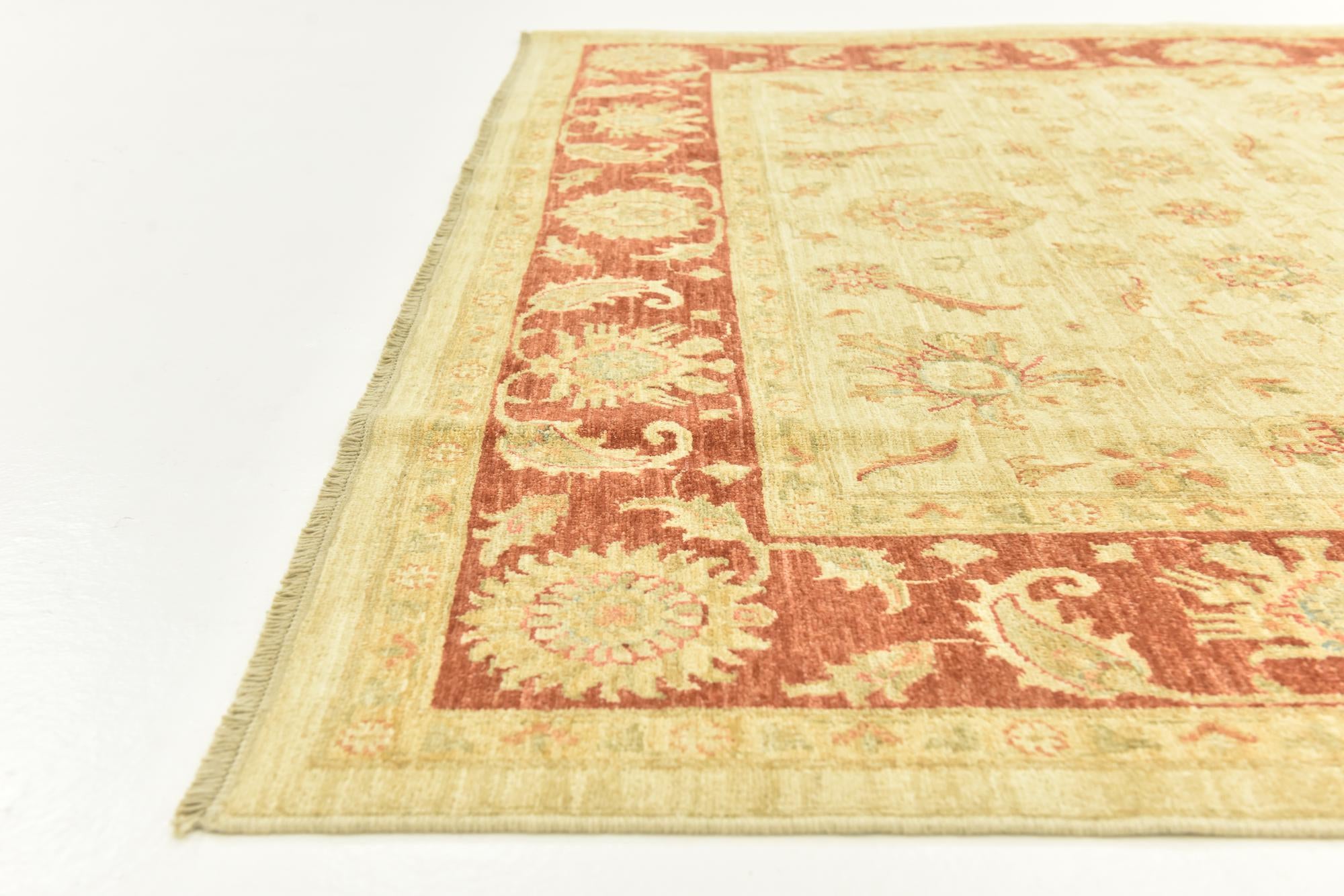 6' 8 x 9' 8 Hand Knotted Peshawar Ziegler Rug
