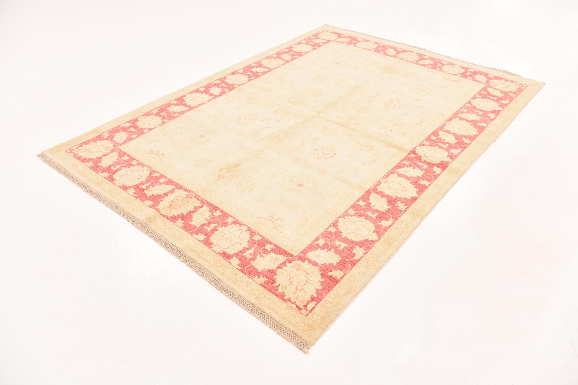 5' 8 x 8' Hand Knotted Peshawar Ziegler Rug