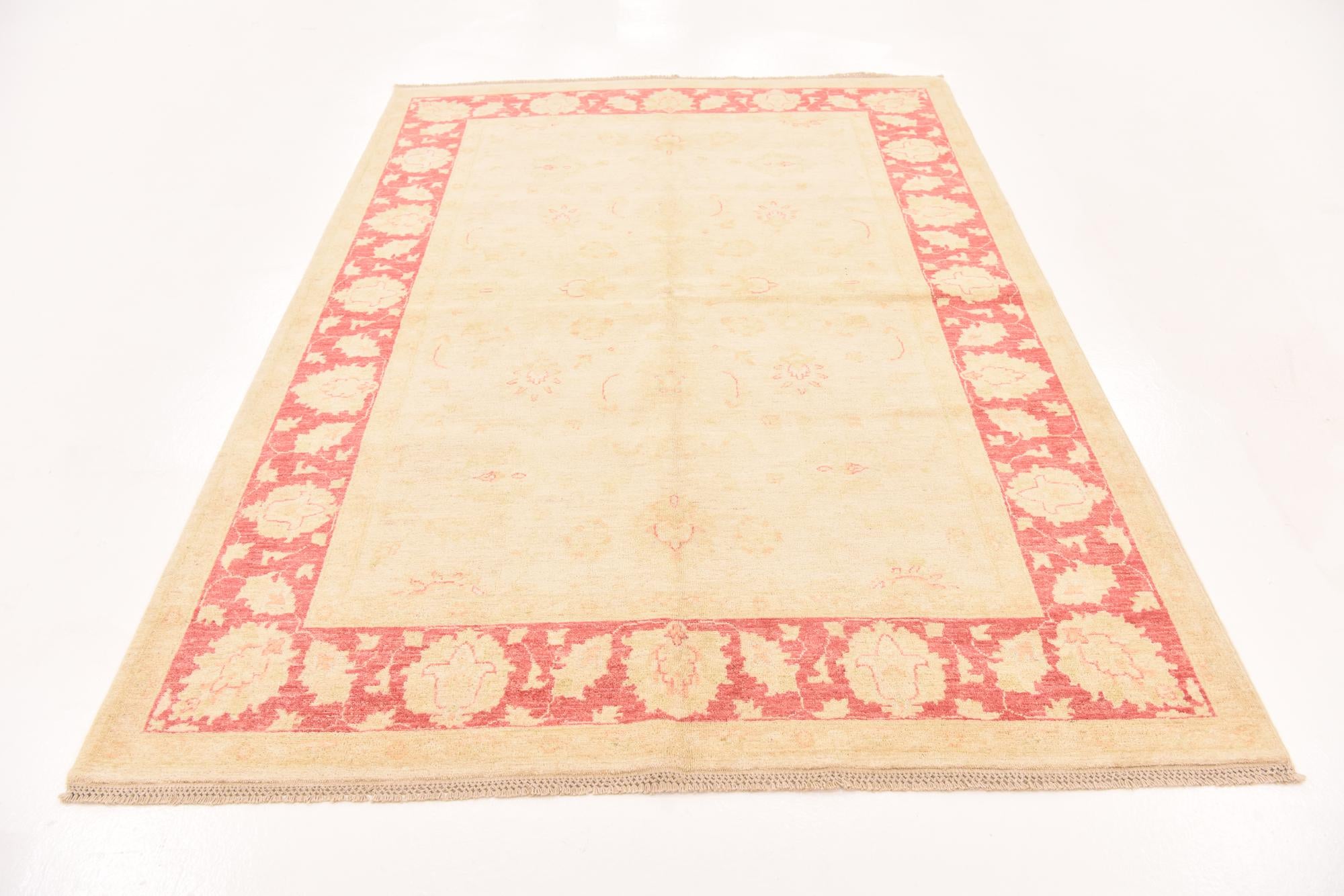 5' 8 x 8' Hand Knotted Peshawar Ziegler Rug