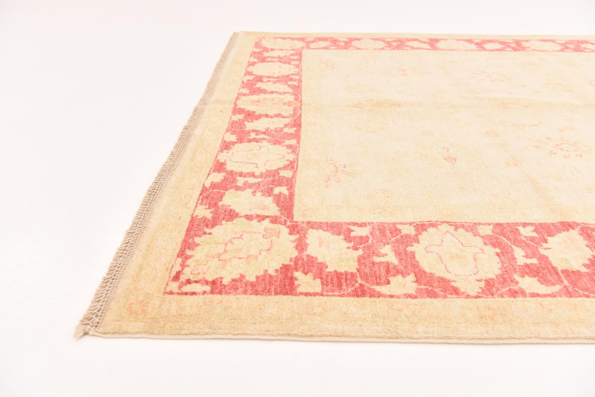 5' 8 x 8' Hand Knotted Peshawar Ziegler Rug