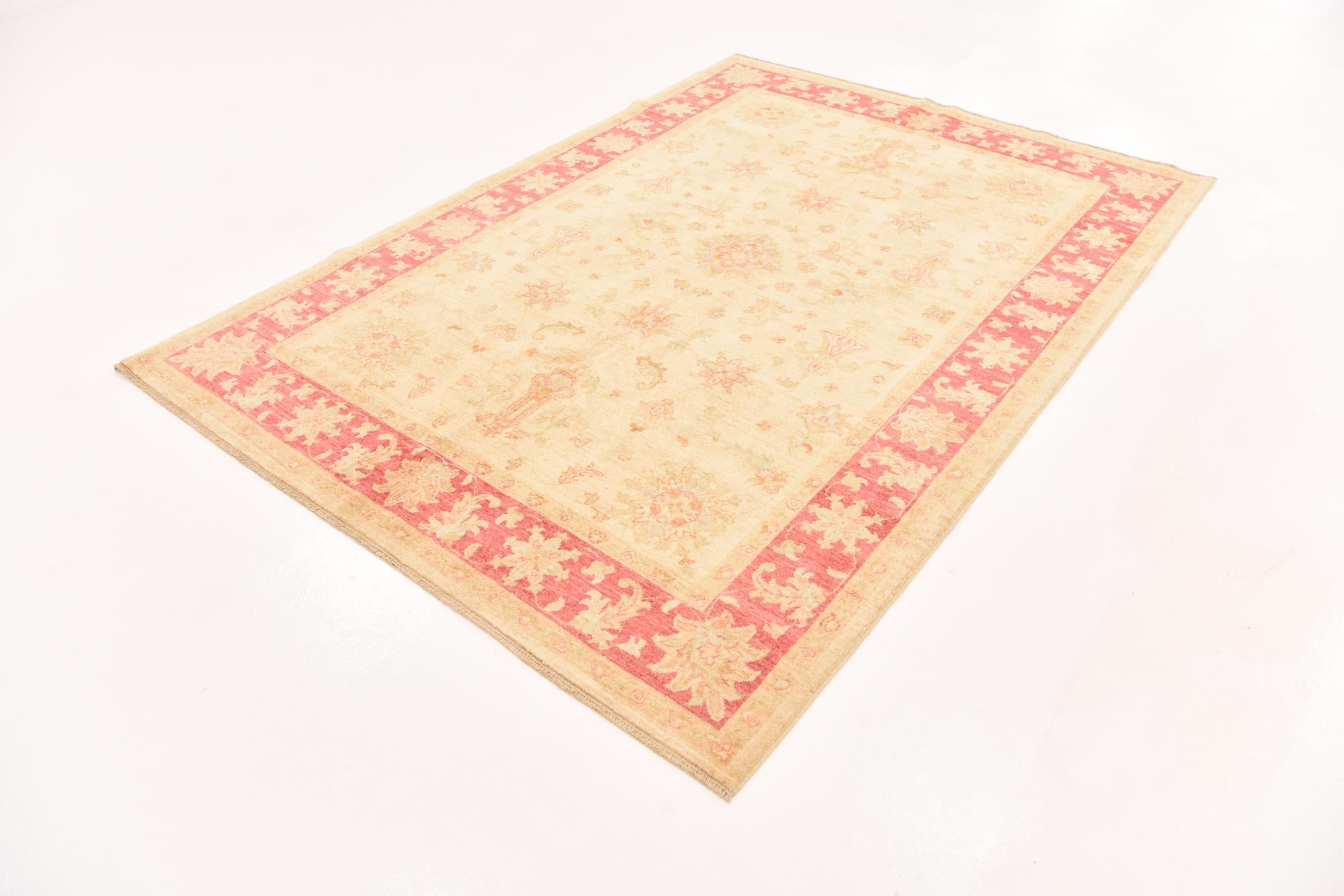 5' 7 x 8' Hand Knotted Peshawar Ziegler Rug