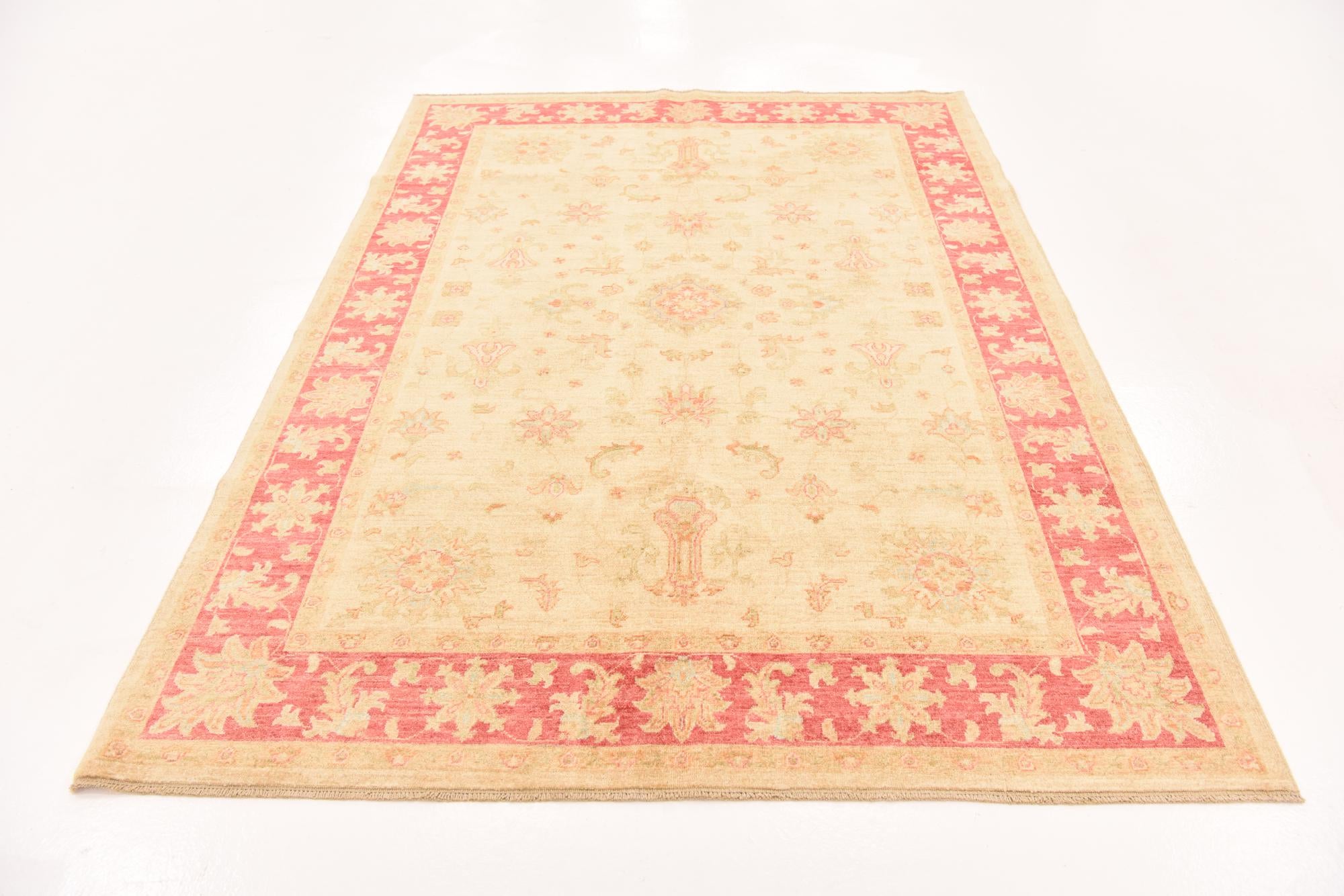 5' 7 x 8' Hand Knotted Peshawar Ziegler Rug