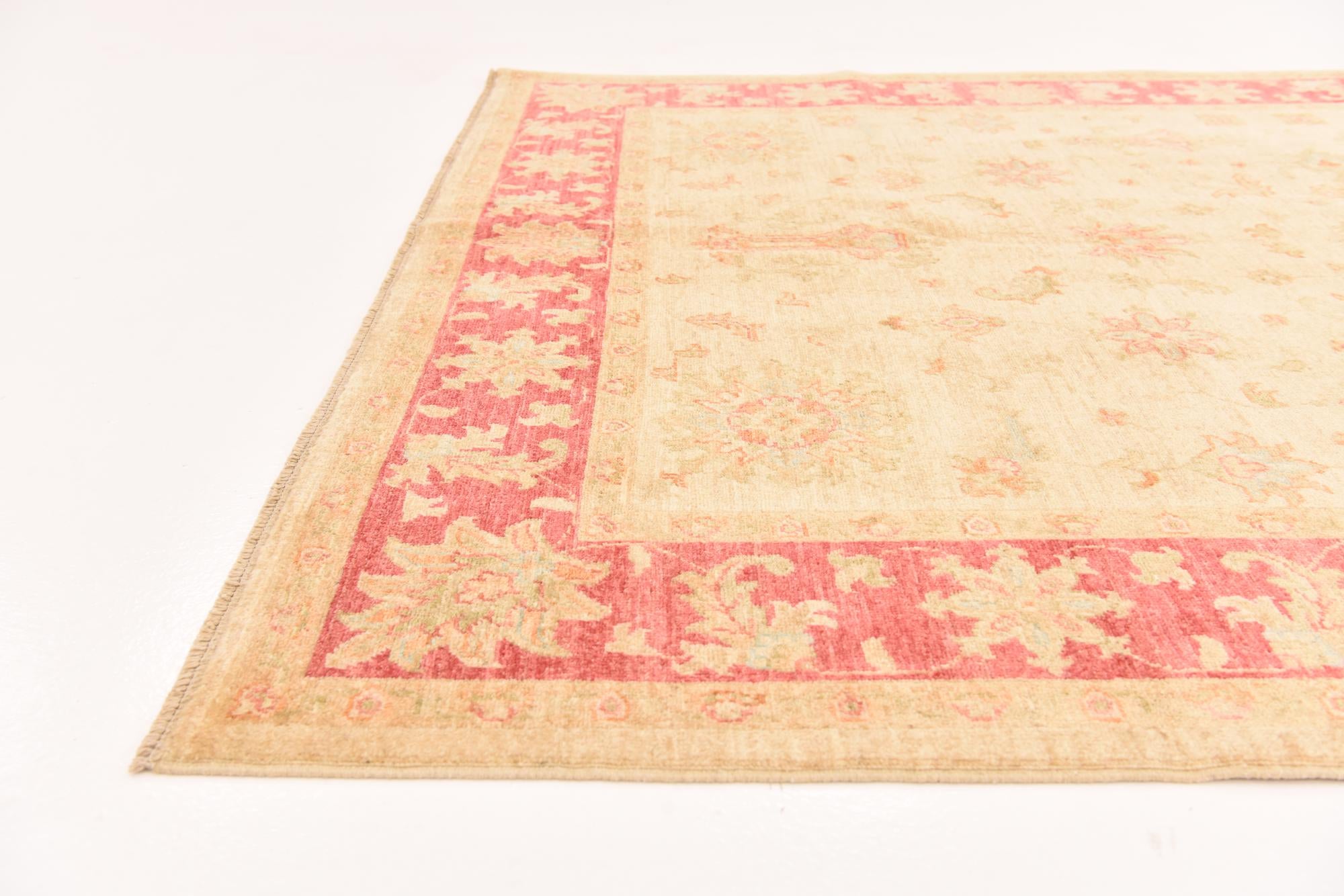 5' 7 x 8' Hand Knotted Peshawar Ziegler Rug