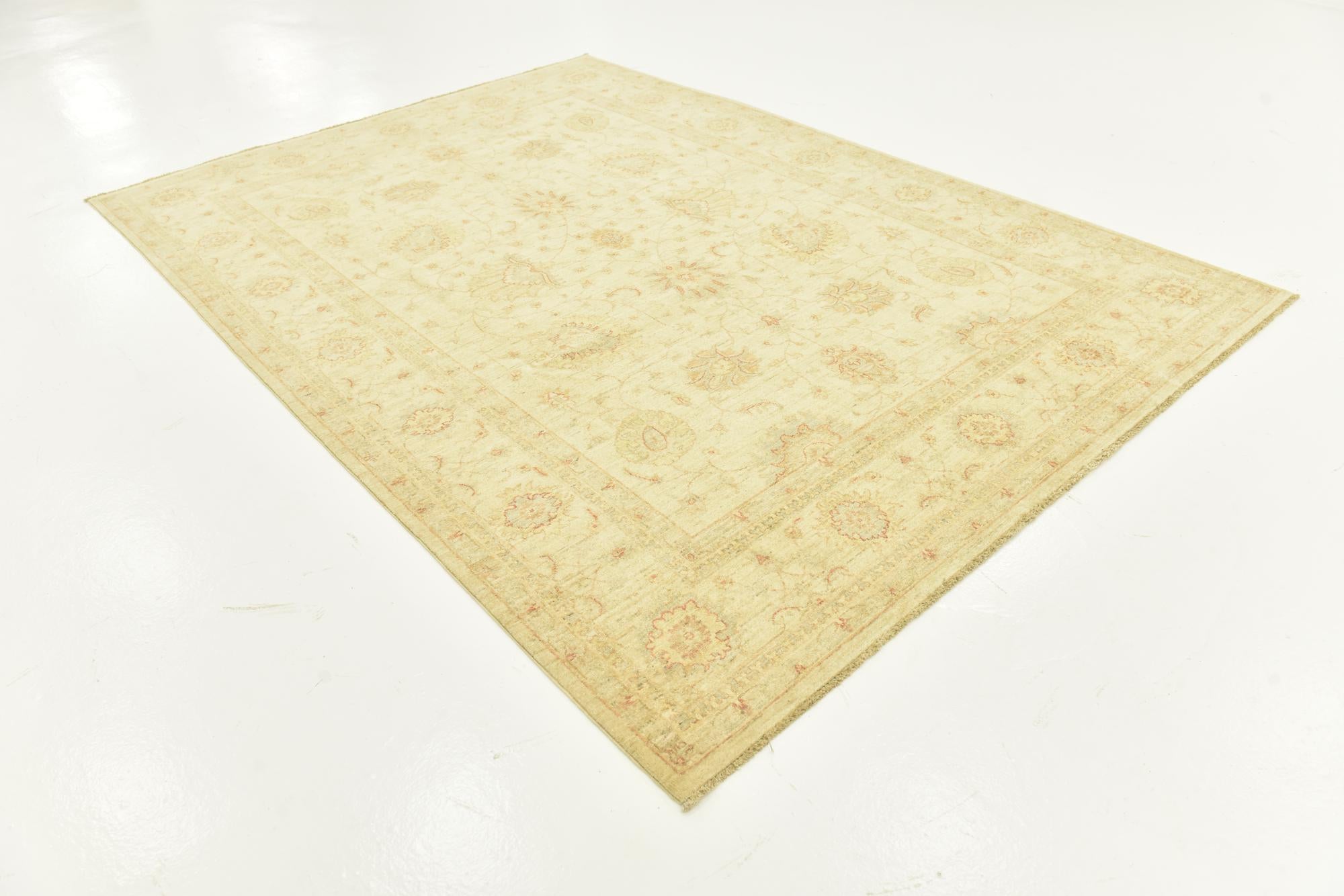 7' x 9' 9 Hand Knotted Peshawar Ziegler Rug