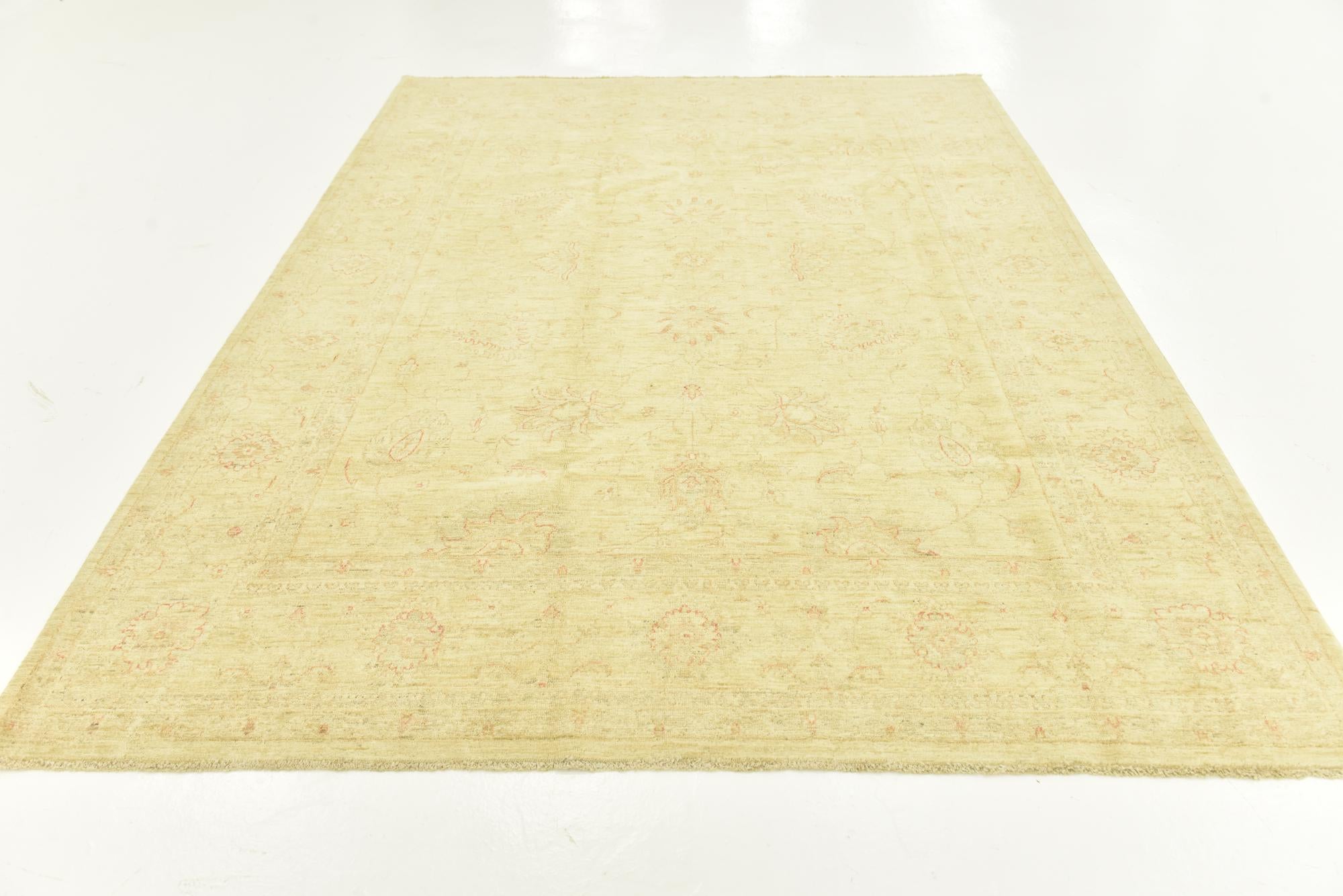 7' x 9' 3 Hand Knotted Peshawar Ziegler Rug