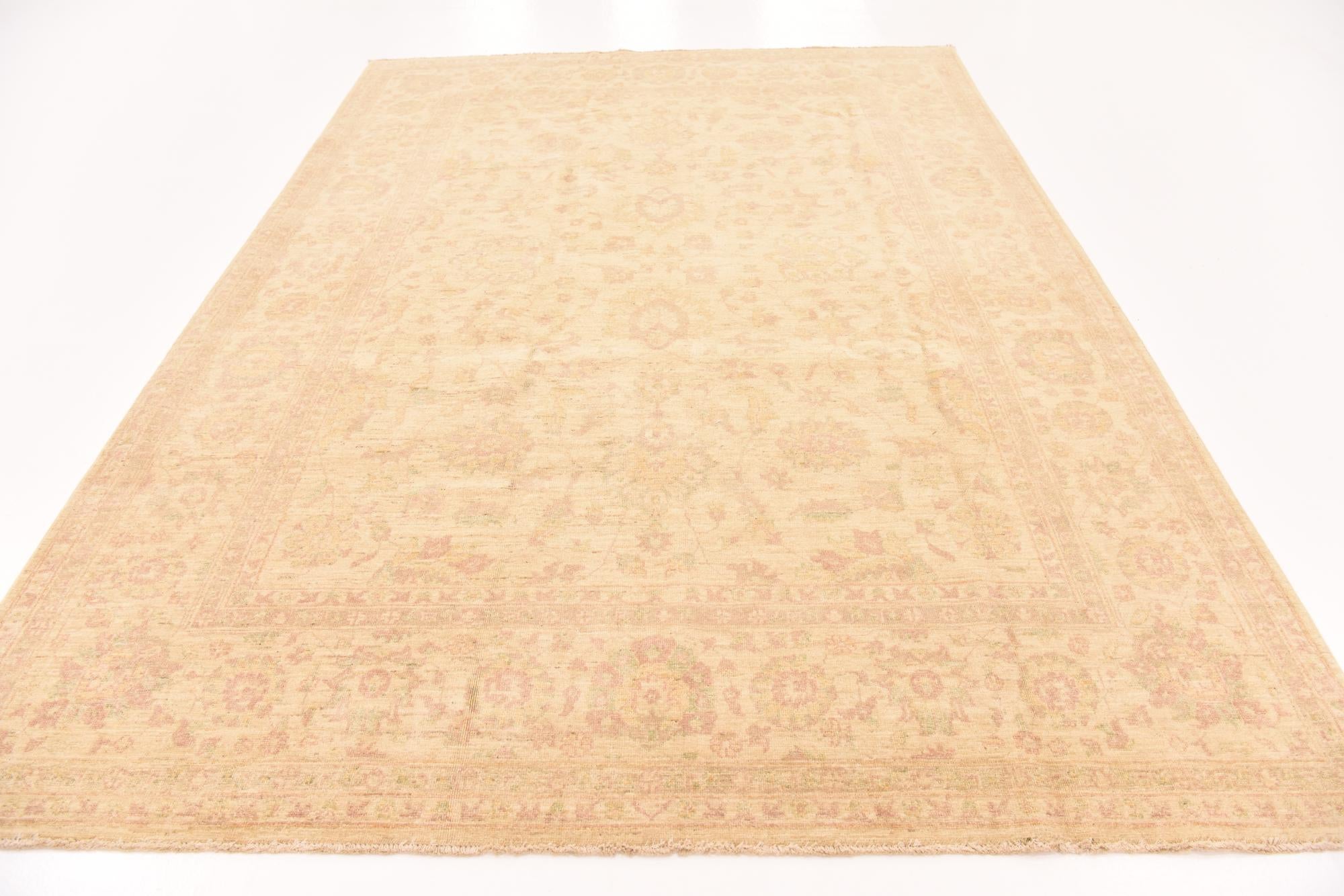 6' 11 x 9' 9 Hand Knotted Peshawar Ziegler Rug