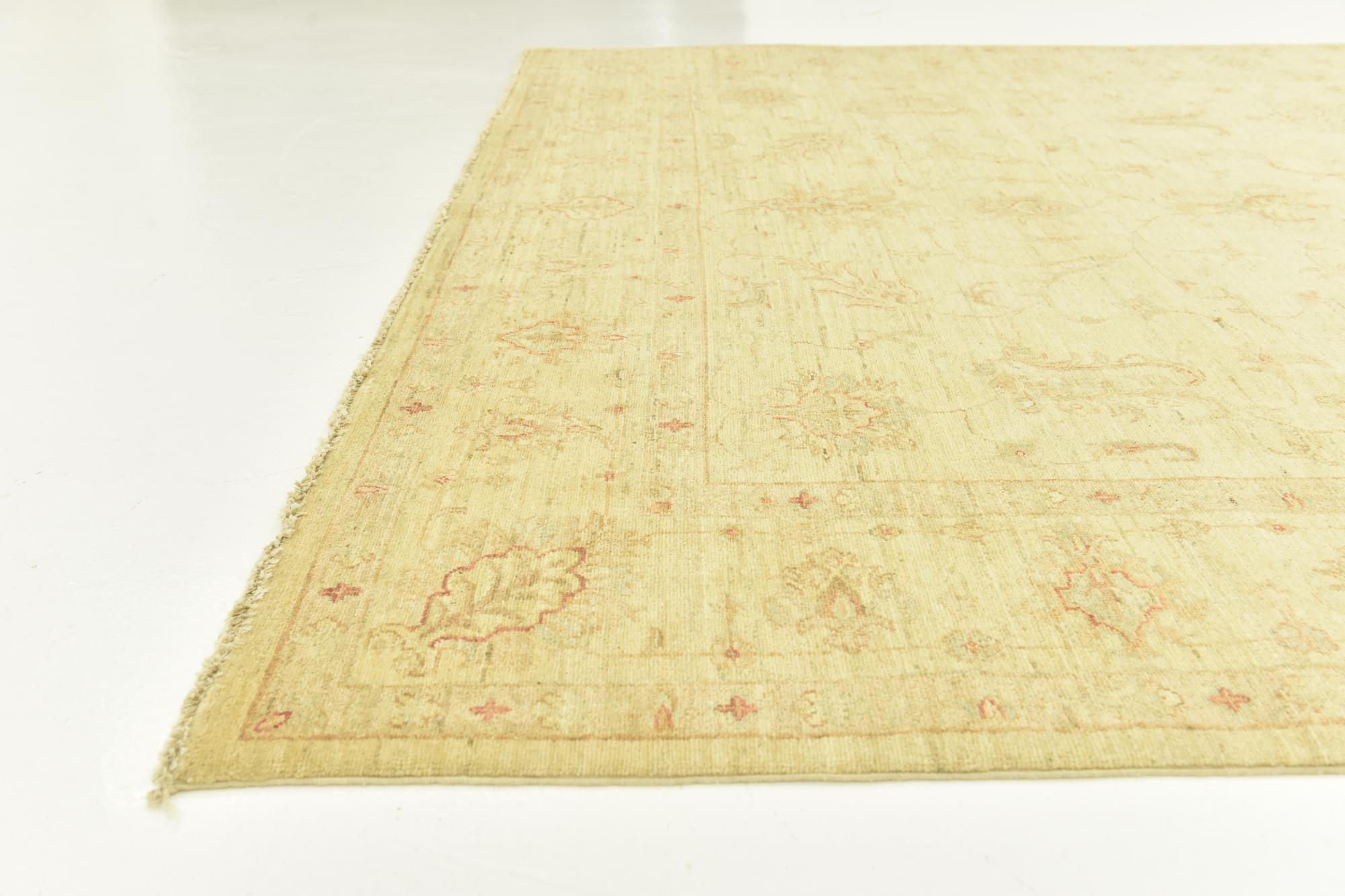 7' x 9' 7 Hand Knotted Peshawar Ziegler Rug
