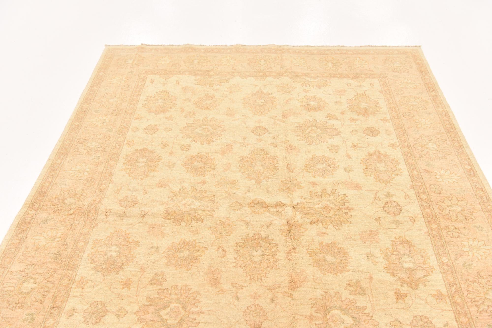 5' 9 x 8' Hand Knotted Peshawar Ziegler Rug