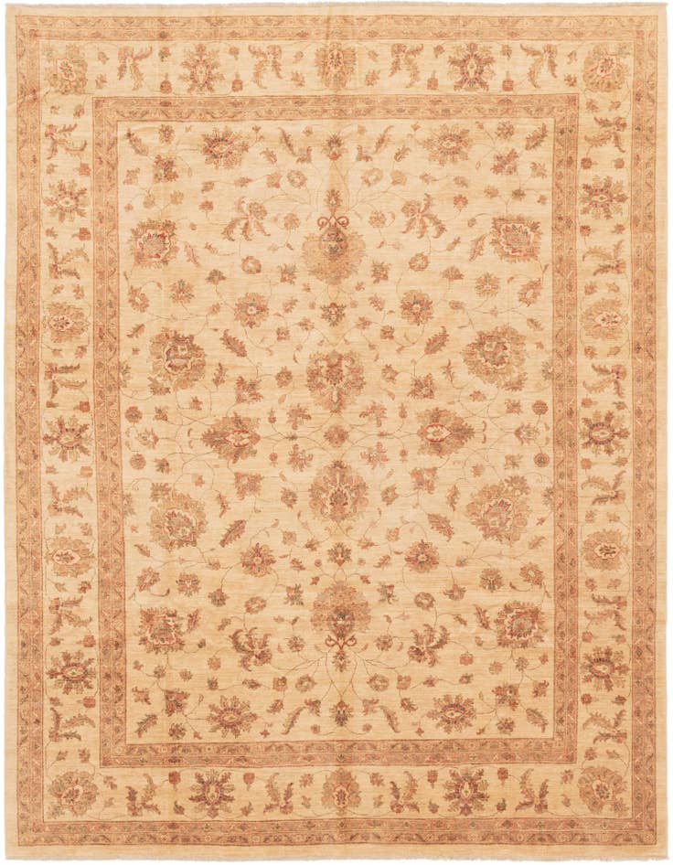 Detail image of 9' 10 x 13' Hand Knotted Peshawar Ziegler Rug