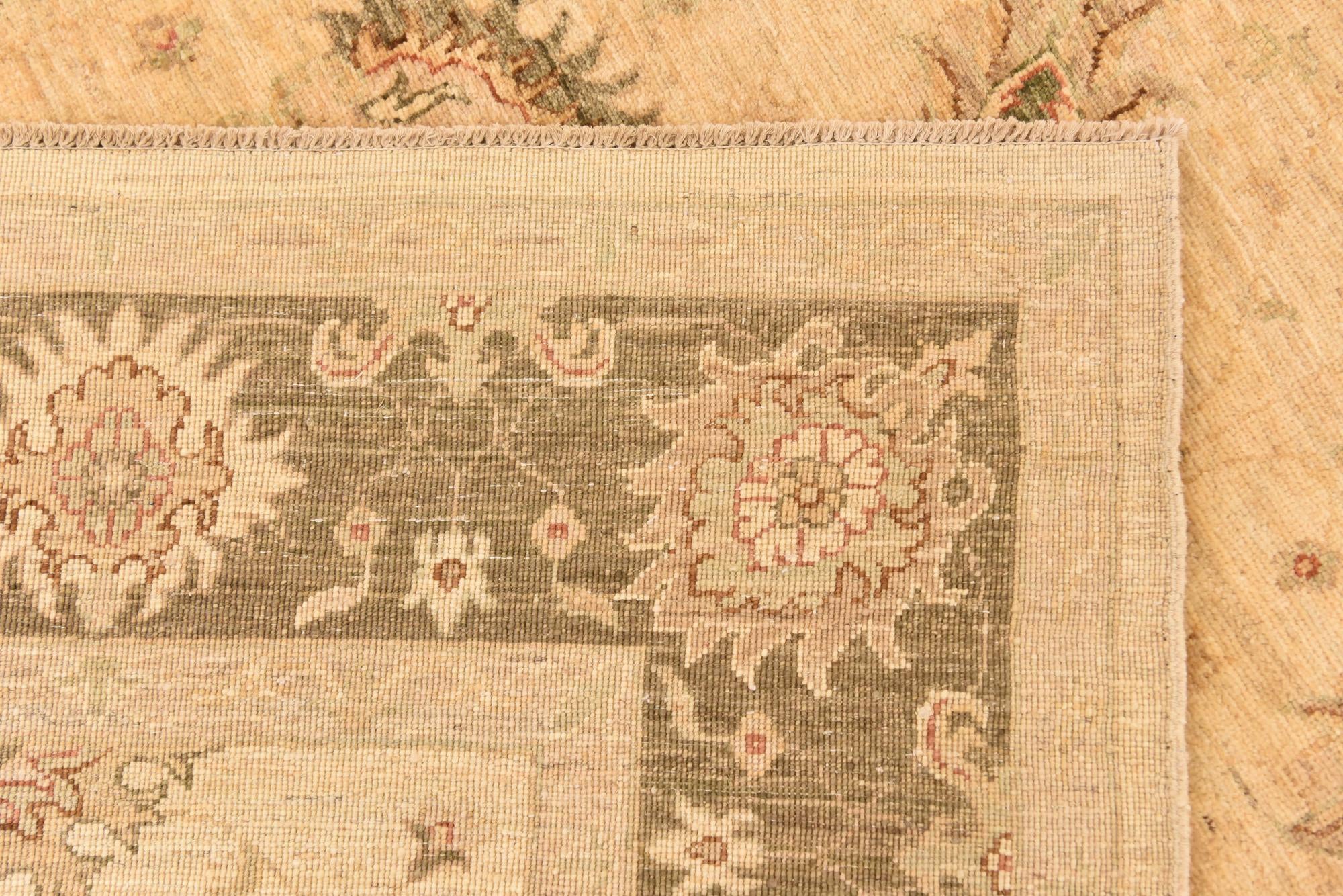 5' 8 x 8' Hand Knotted Peshawar Ziegler Rug