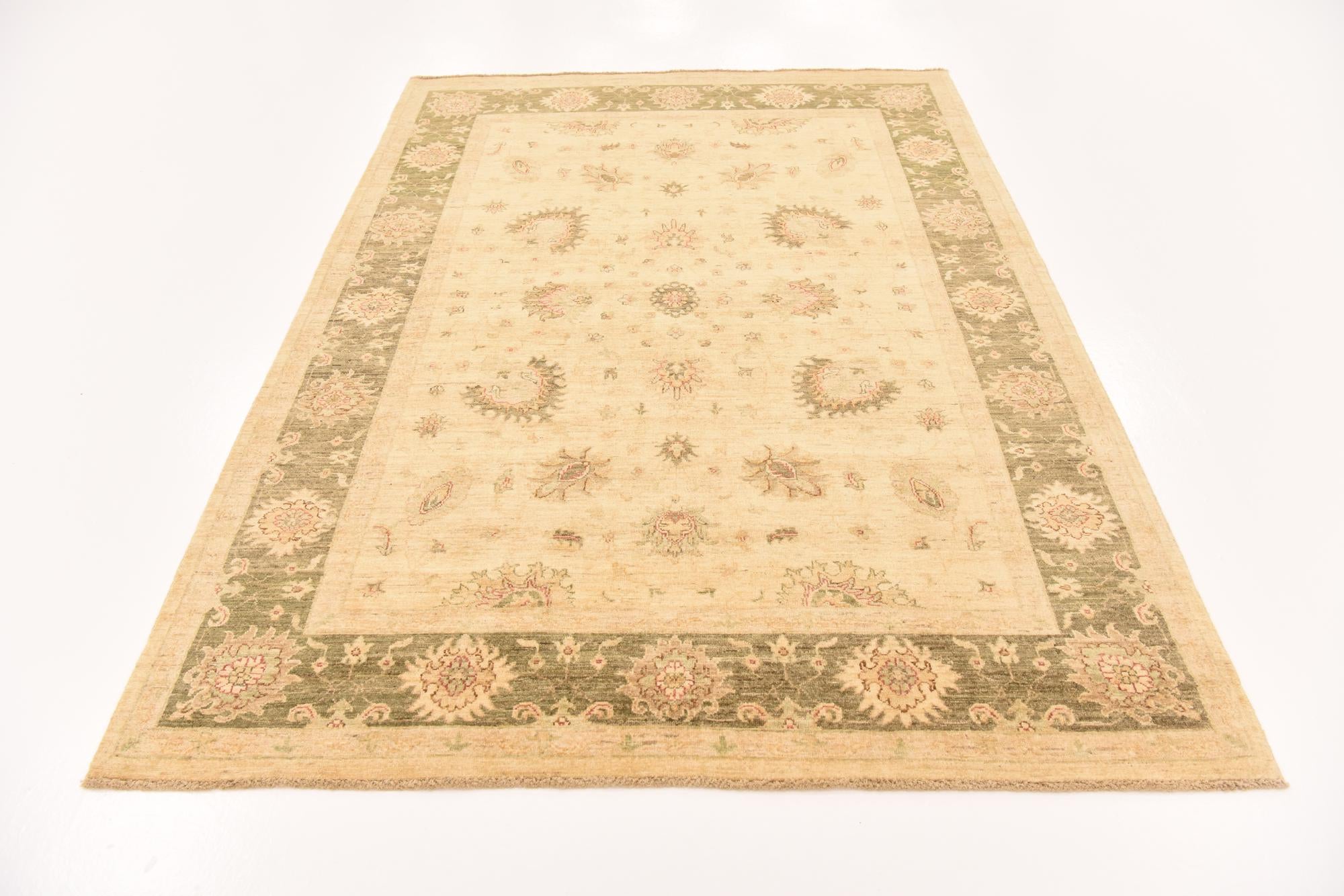 5' 8 x 8' Hand Knotted Peshawar Ziegler Rug