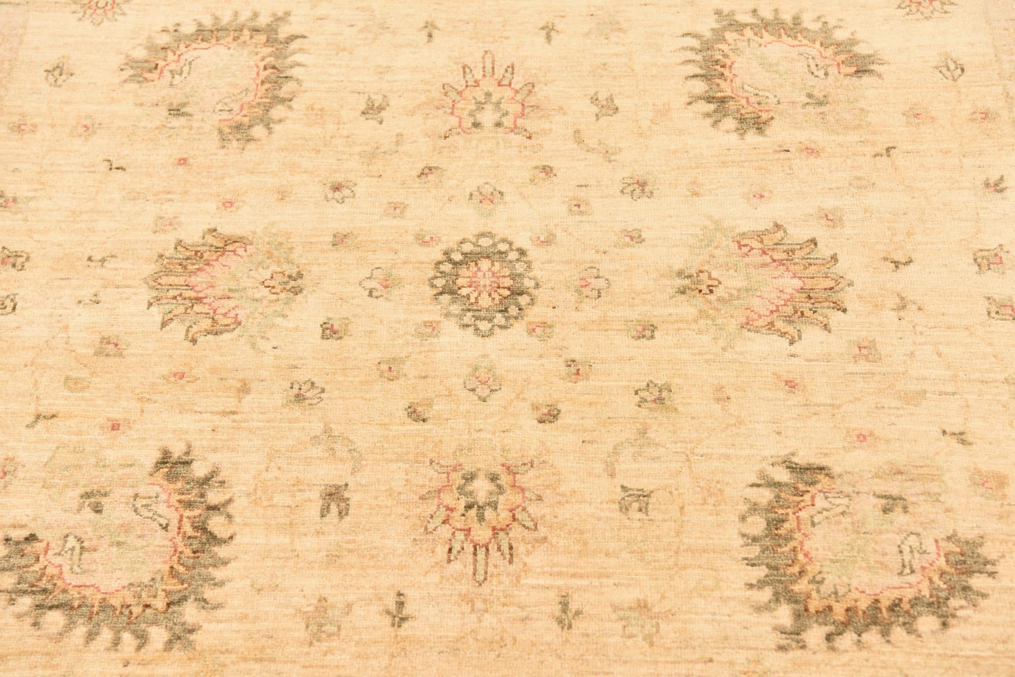 5' 8 x 8' Hand Knotted Peshawar Ziegler Rug