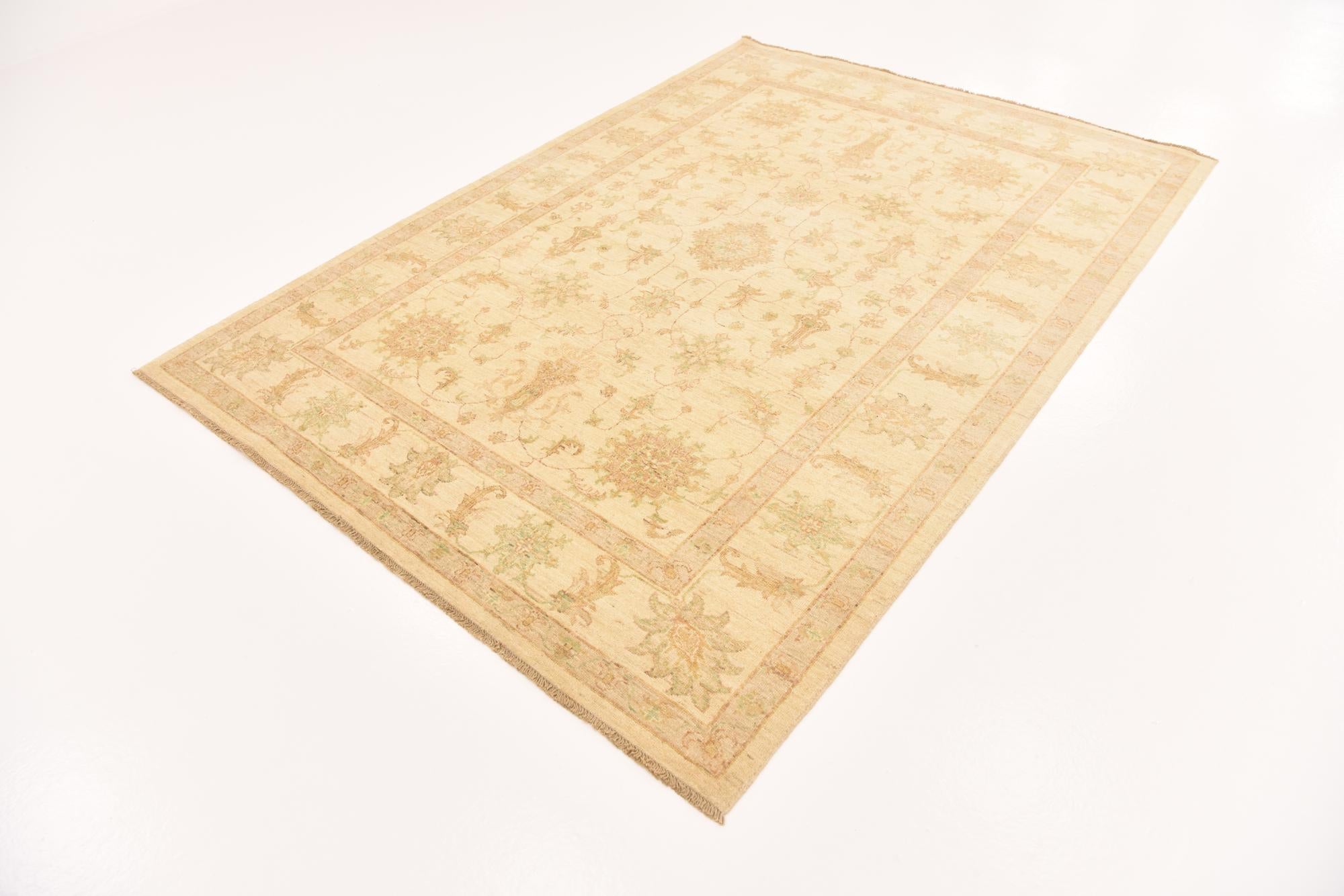 5' 8 x 8' Hand Knotted Peshawar Ziegler Rug