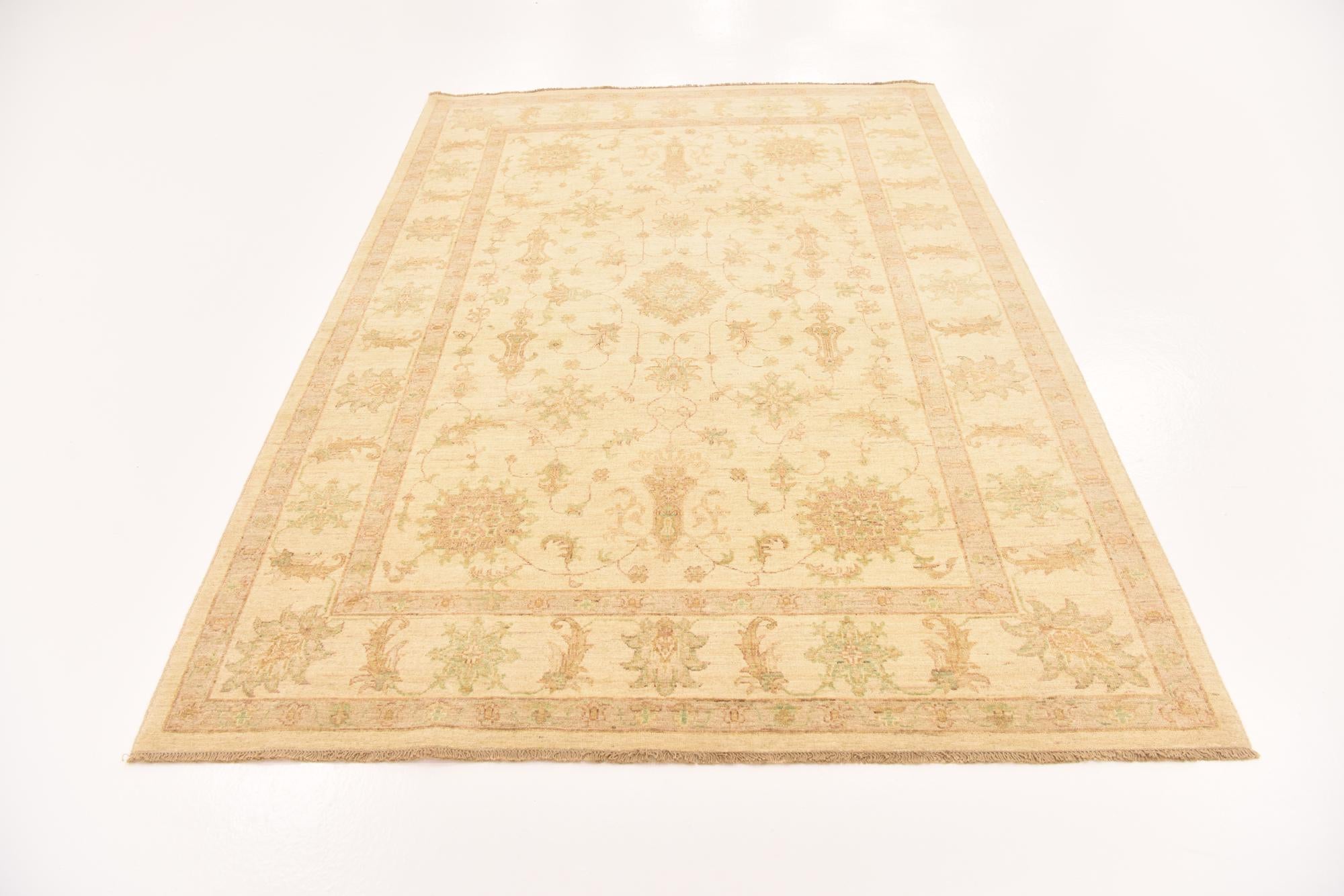 5' 8 x 8' Hand Knotted Peshawar Ziegler Rug