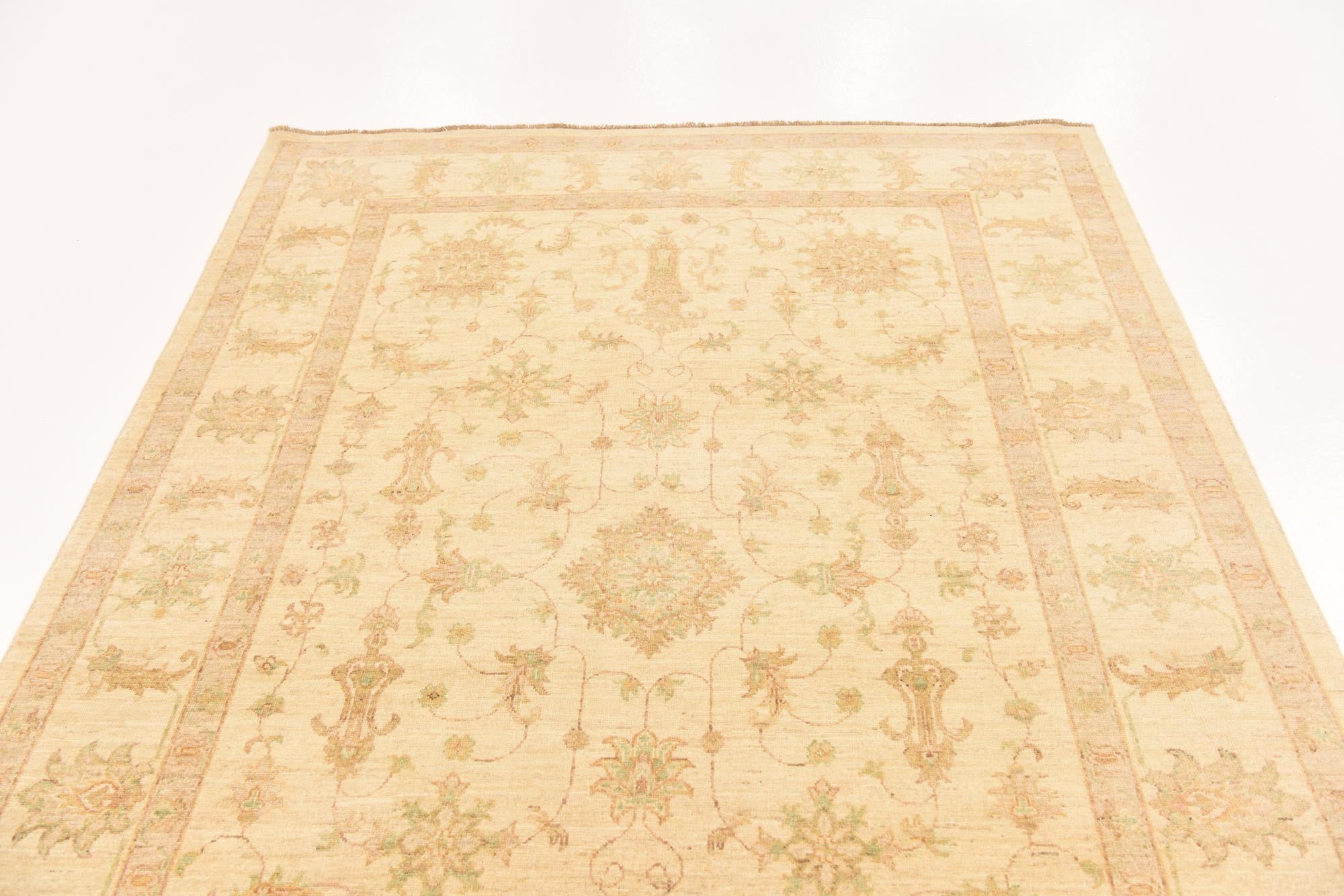 5' 8 x 8' Hand Knotted Peshawar Ziegler Rug
