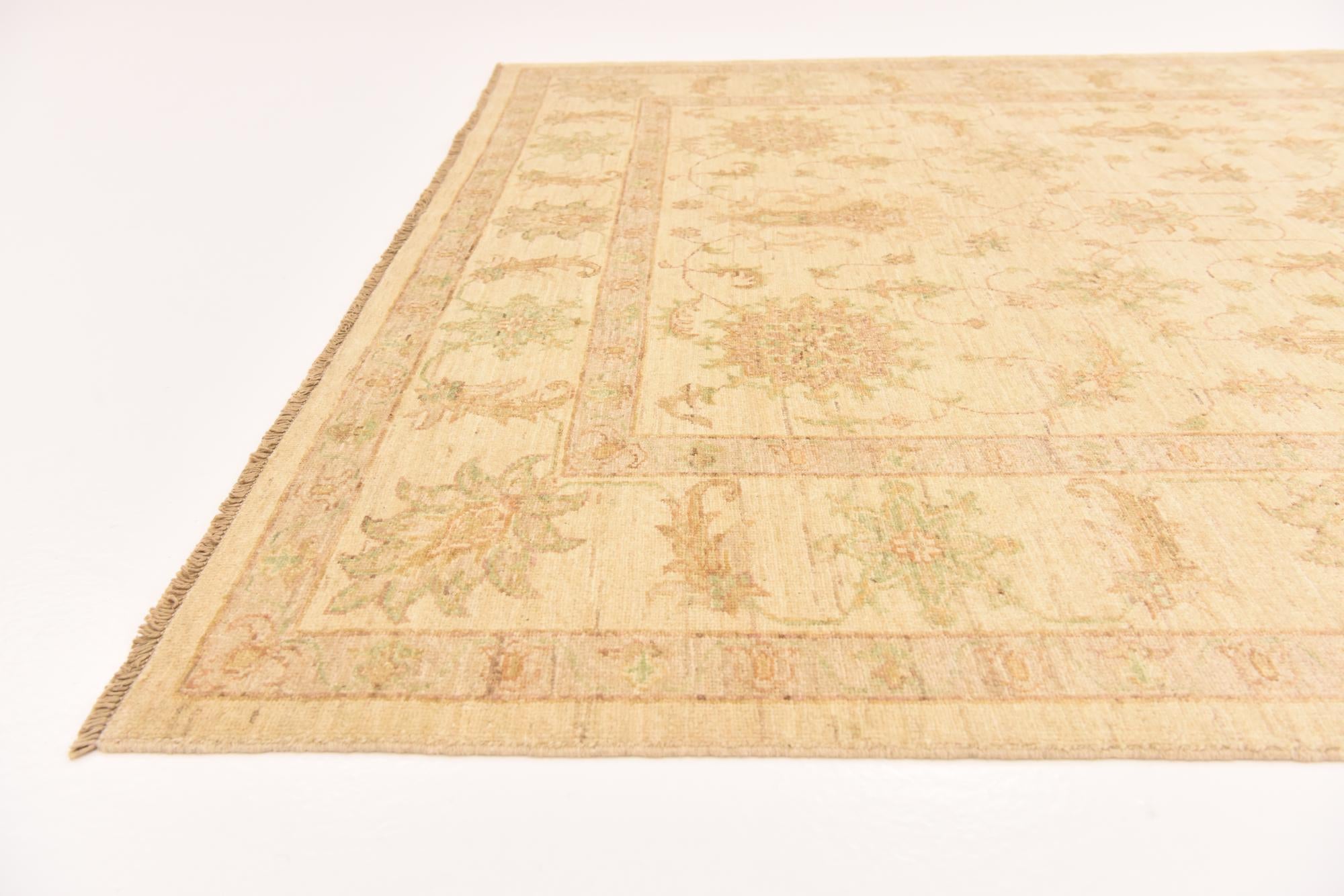 5' 8 x 8' Hand Knotted Peshawar Ziegler Rug